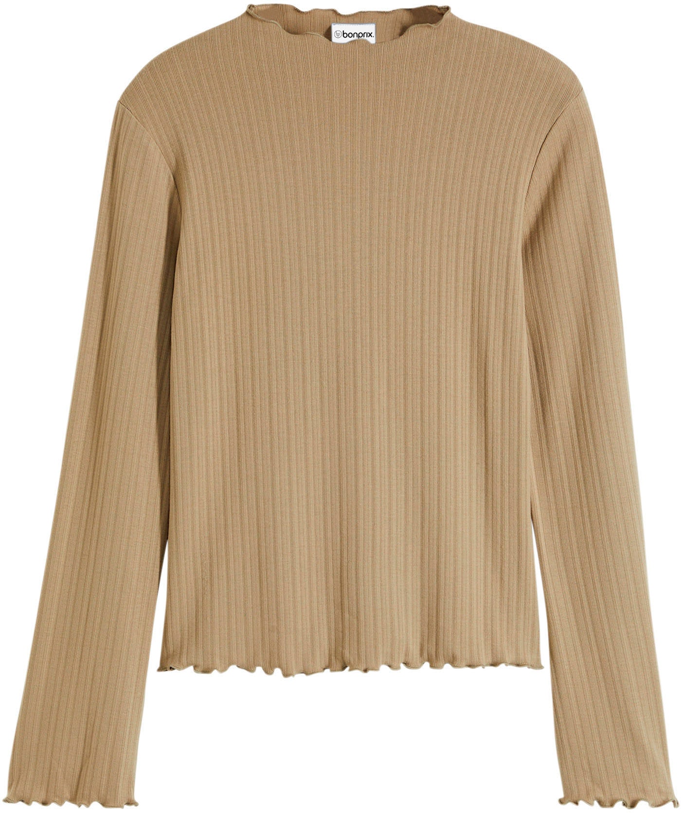 bonprix T-shirt à manches longues »Geripptes Langarmshirt« schmale Passform, mit Trompetenärmeln, ohne Verschluss und Kragen
