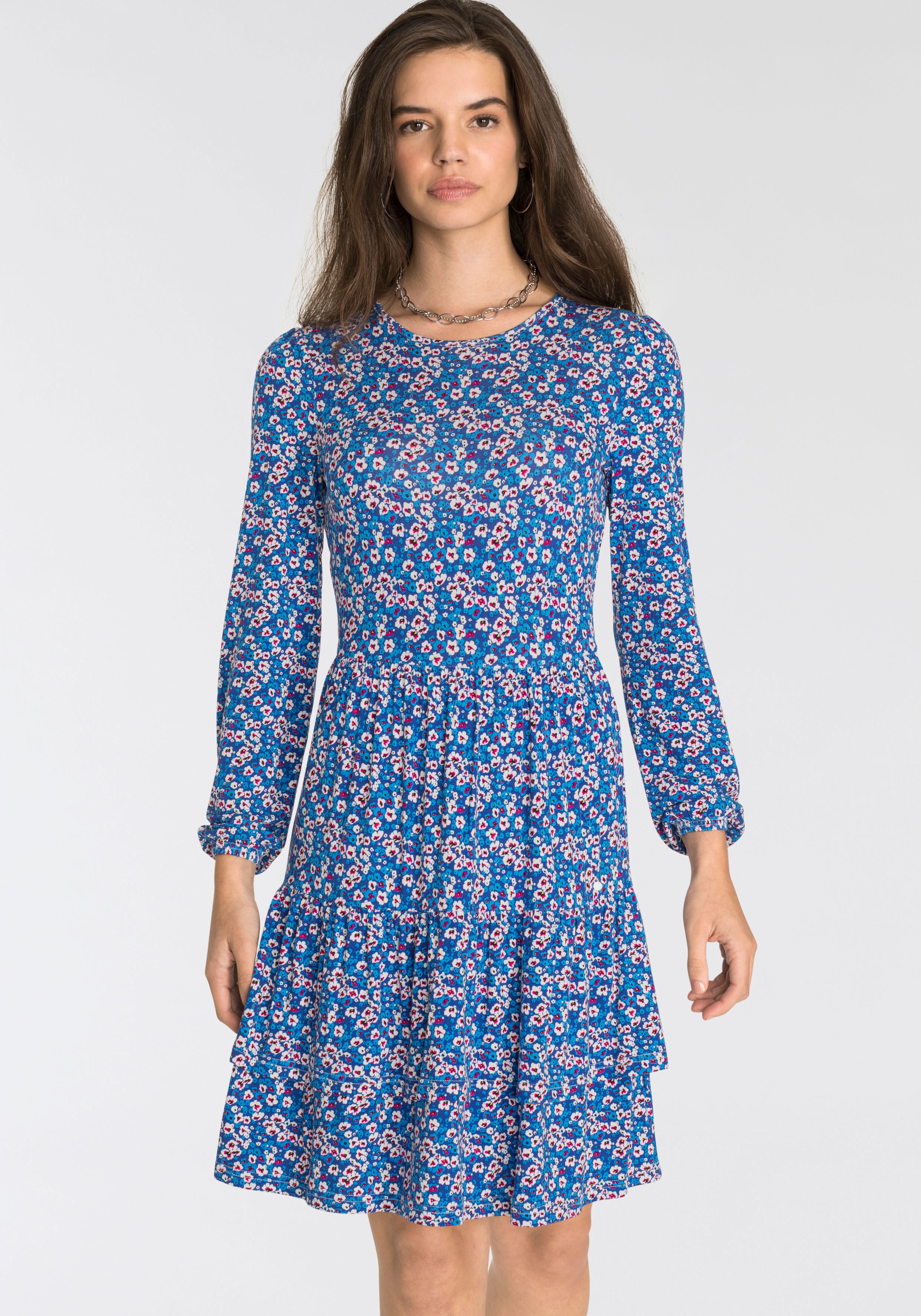 Image of AJC Volantkleid, mit minimalistischem Blumen-Allover-Druck bei Ackermann Versand Schweiz