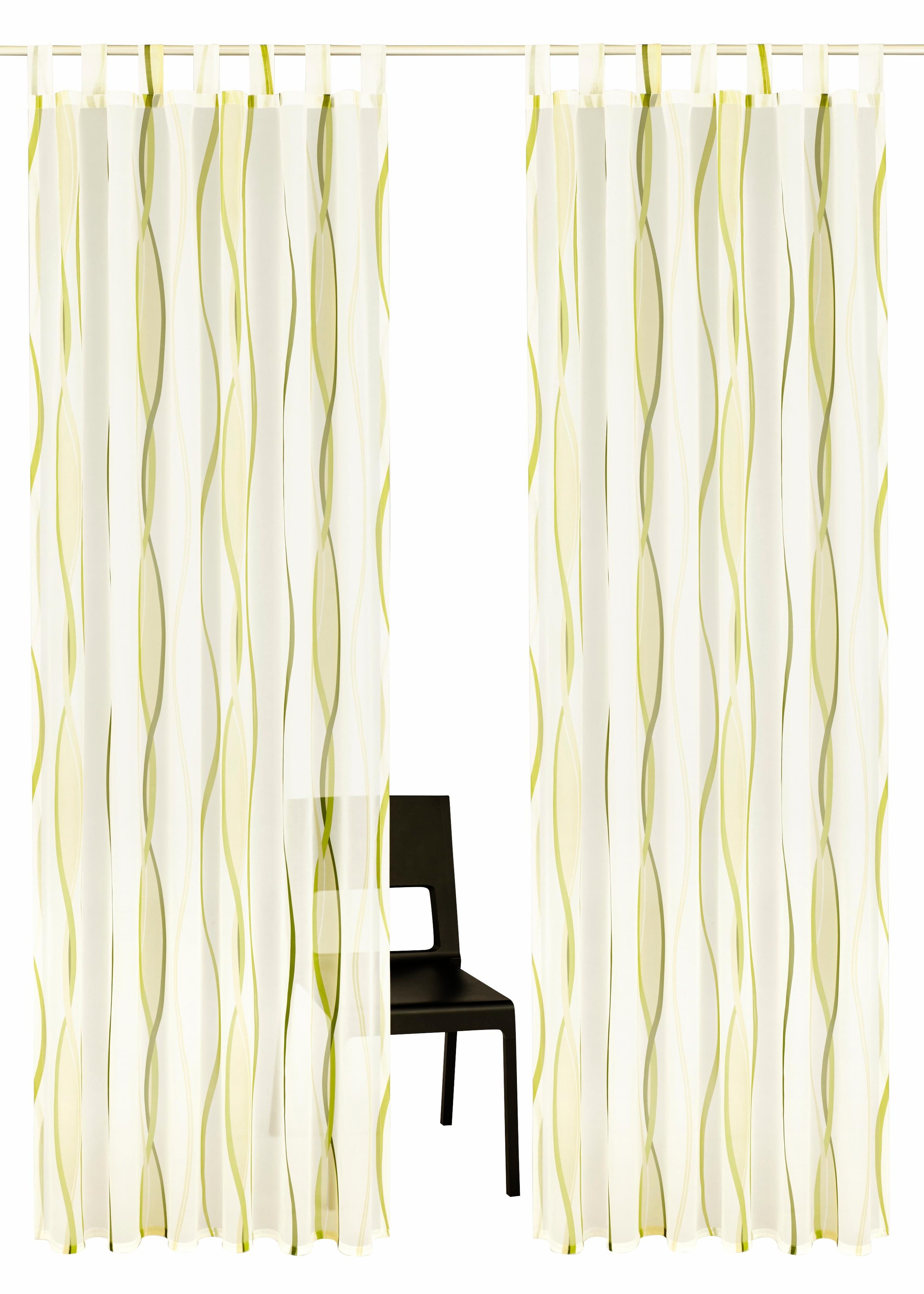 Image of GOODproduct Gardine "DIMONA" Schlaufen 2 Stk. tlg. 2-er Set, Voile, Polyester, Wellen