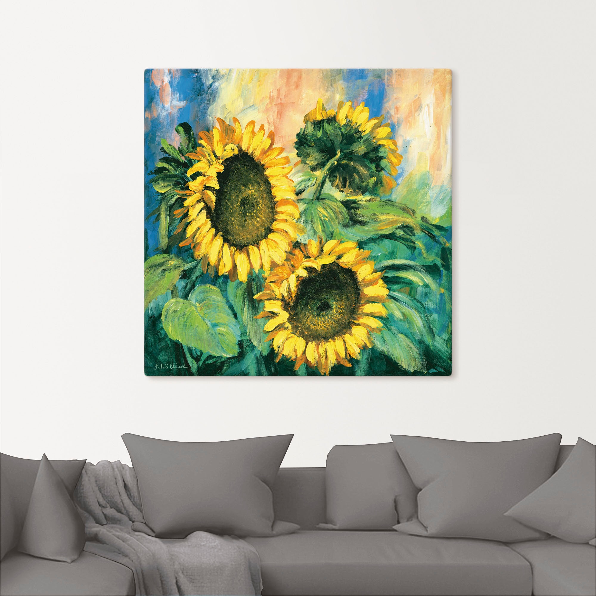 Artland Tableau sur toile »Sonnenblumen II« 1 cuis tlg. auf Holzrahmen gespannt