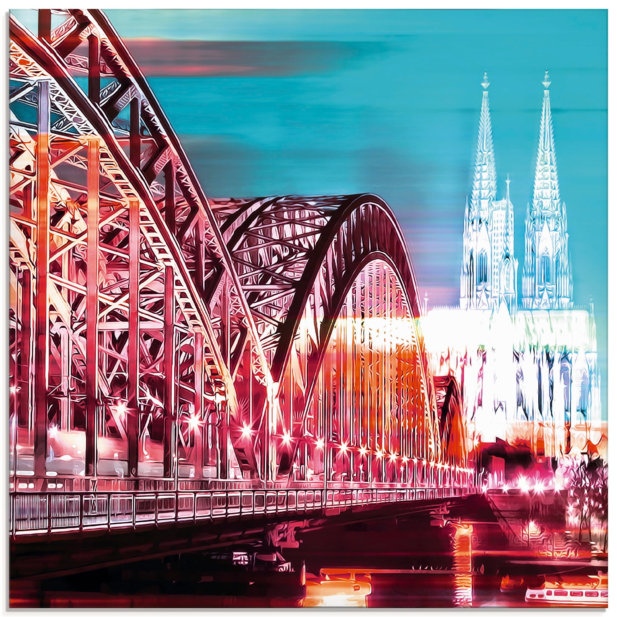 Image of Artland Glasbild "Köln Skyline Abstrakte Collage 13" Brücken 1 Stk. tlg. in verschiedenen Grössen