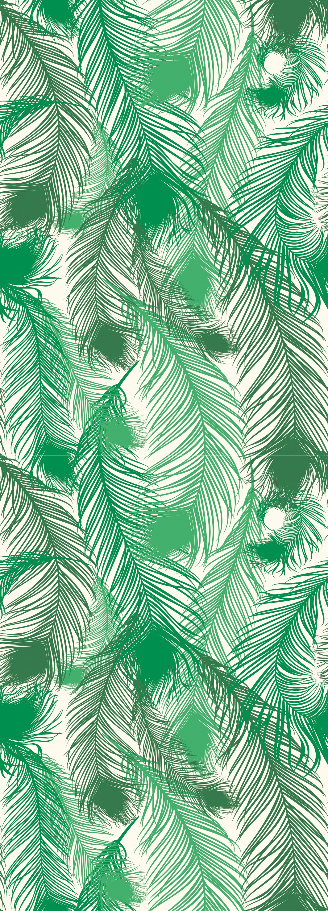 Image of queence Vinyltapete "Federn-Grün" Motiv bedruckt botanisch floral gemustert natürlich glatt 90x250cm, selbstklebend, kinderleichte Anbringung, Sticker