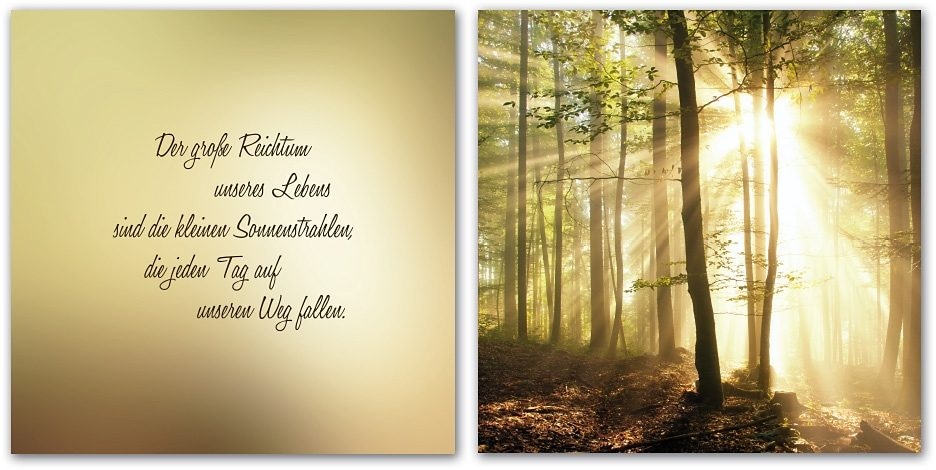 Home affaire Leinwandbild "Der grosse Reichtum unseres Lebens sind…" Premium Leinwandstoff, Handarbeit aus Deutschland, Sonnenuntergang