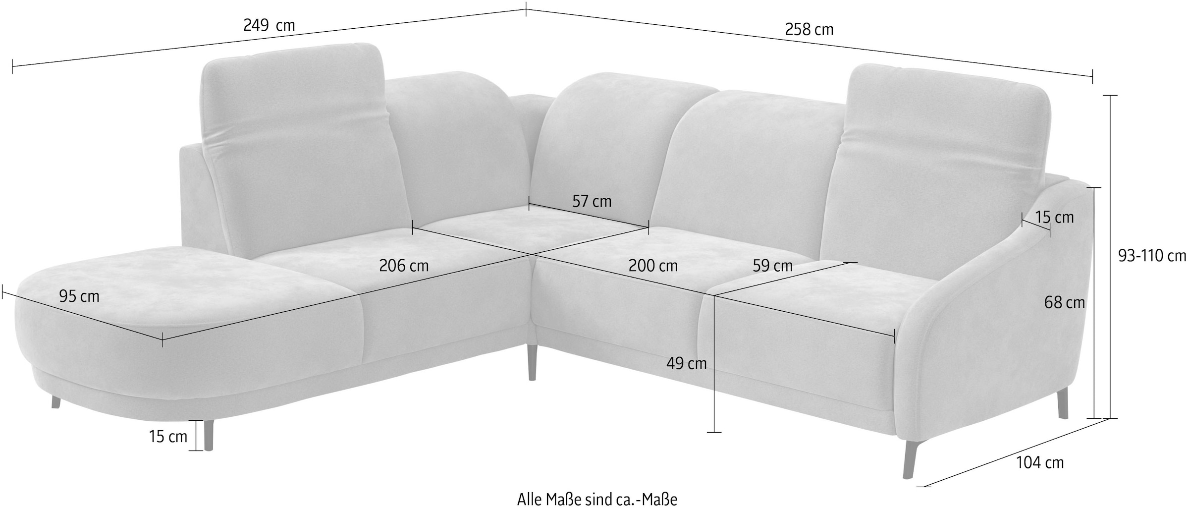 sit&more Ecksofa »Blues L-Form«, wahlweise mit Klapptisch und USB