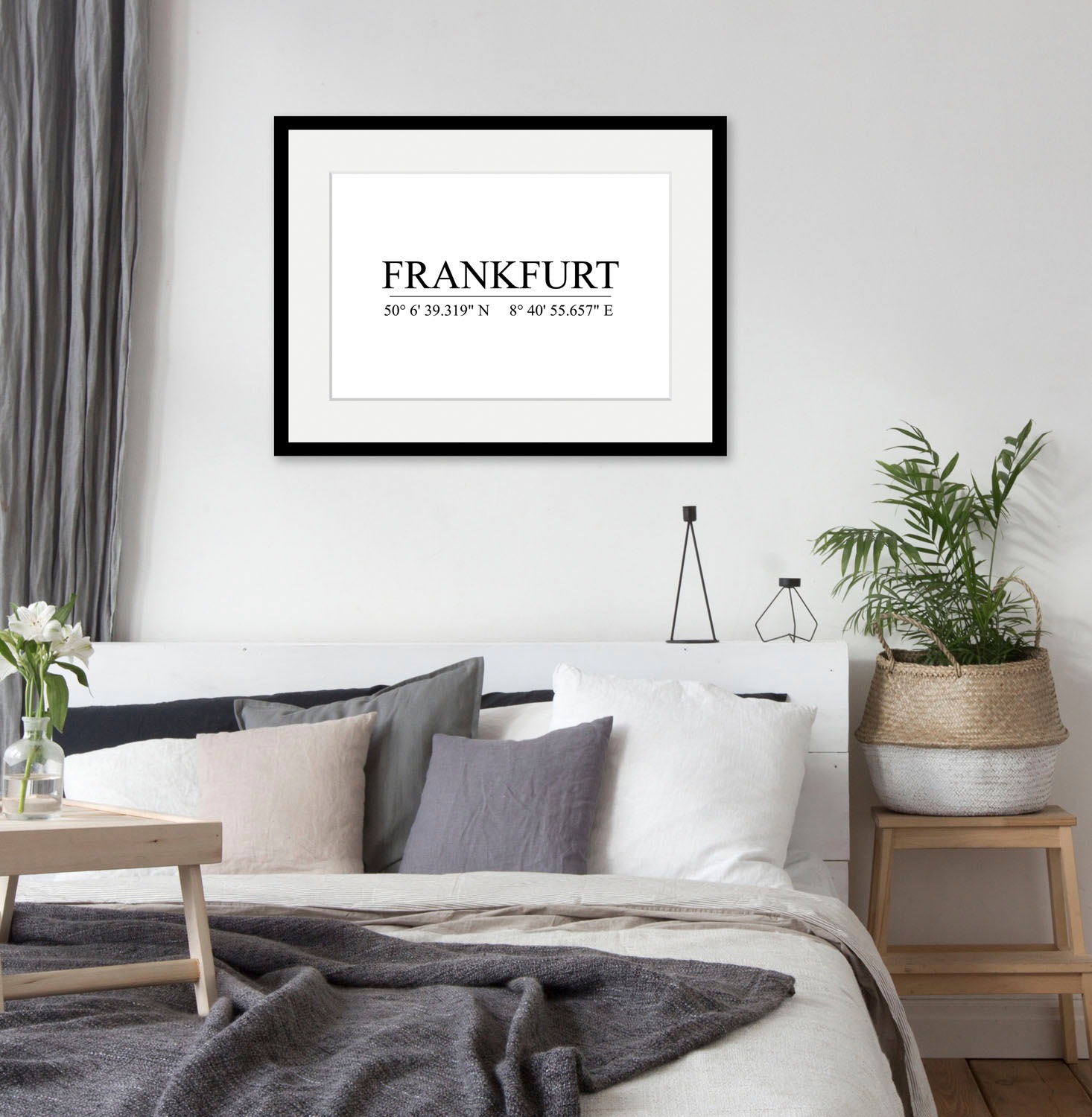 Image of queence Bild "FRANKFURT" Deutschland Frankfurt am Main Schriftzug Städte 1 Stk. tlg. HD Premium Poster-Druck inkl. Holzrahmen