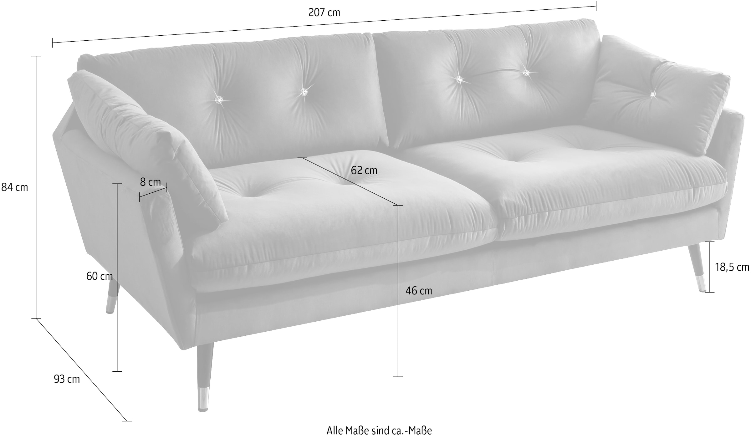 Trends by HG 3-Sitzer »Amira«, mit Strasssteinen und goldfarben Applikationen
