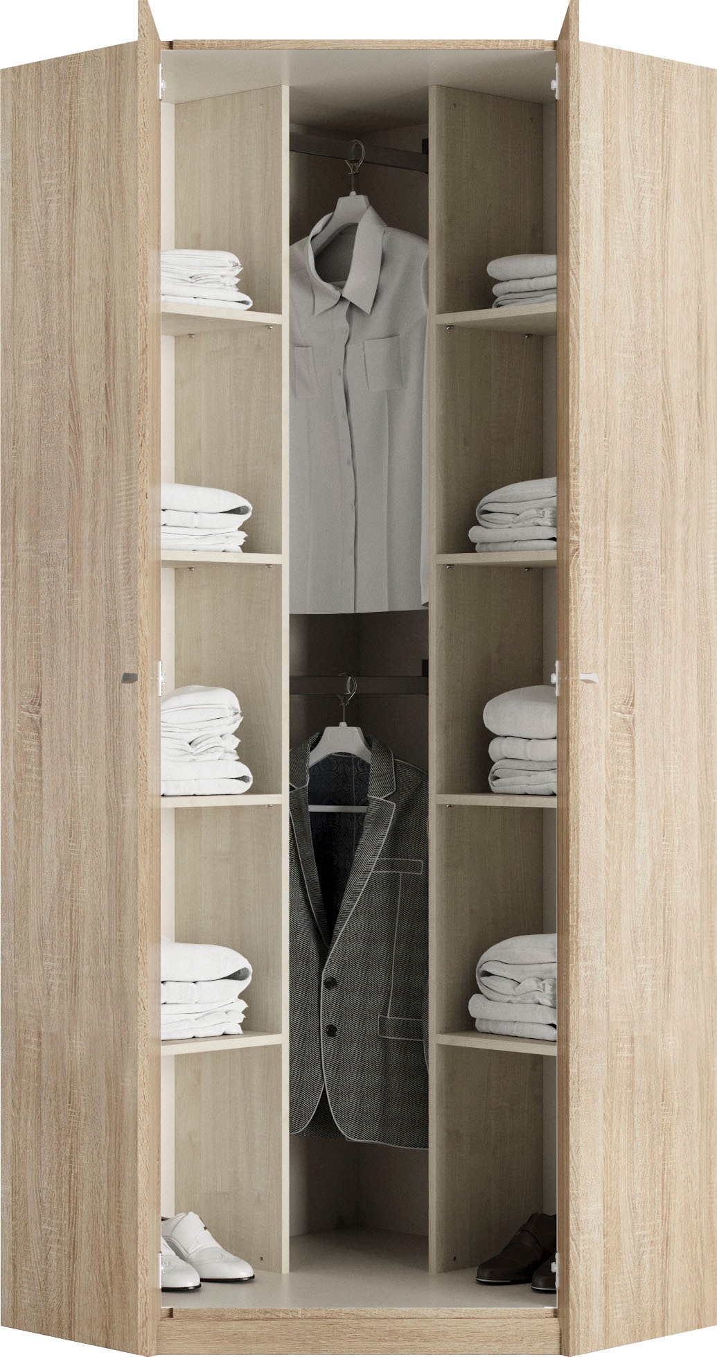 priess Eckkleiderschrank »Saragossa«, mit 8 Einlegeböden und 2 Kleiderstangen