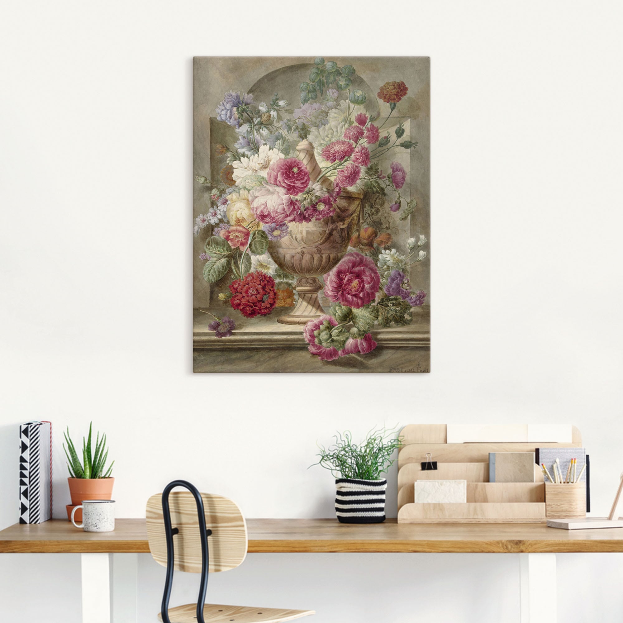 Artland Tableau sur toile »Vase mit Blumen.« 1 cuis tlg. auf Holzrahmen gespannt