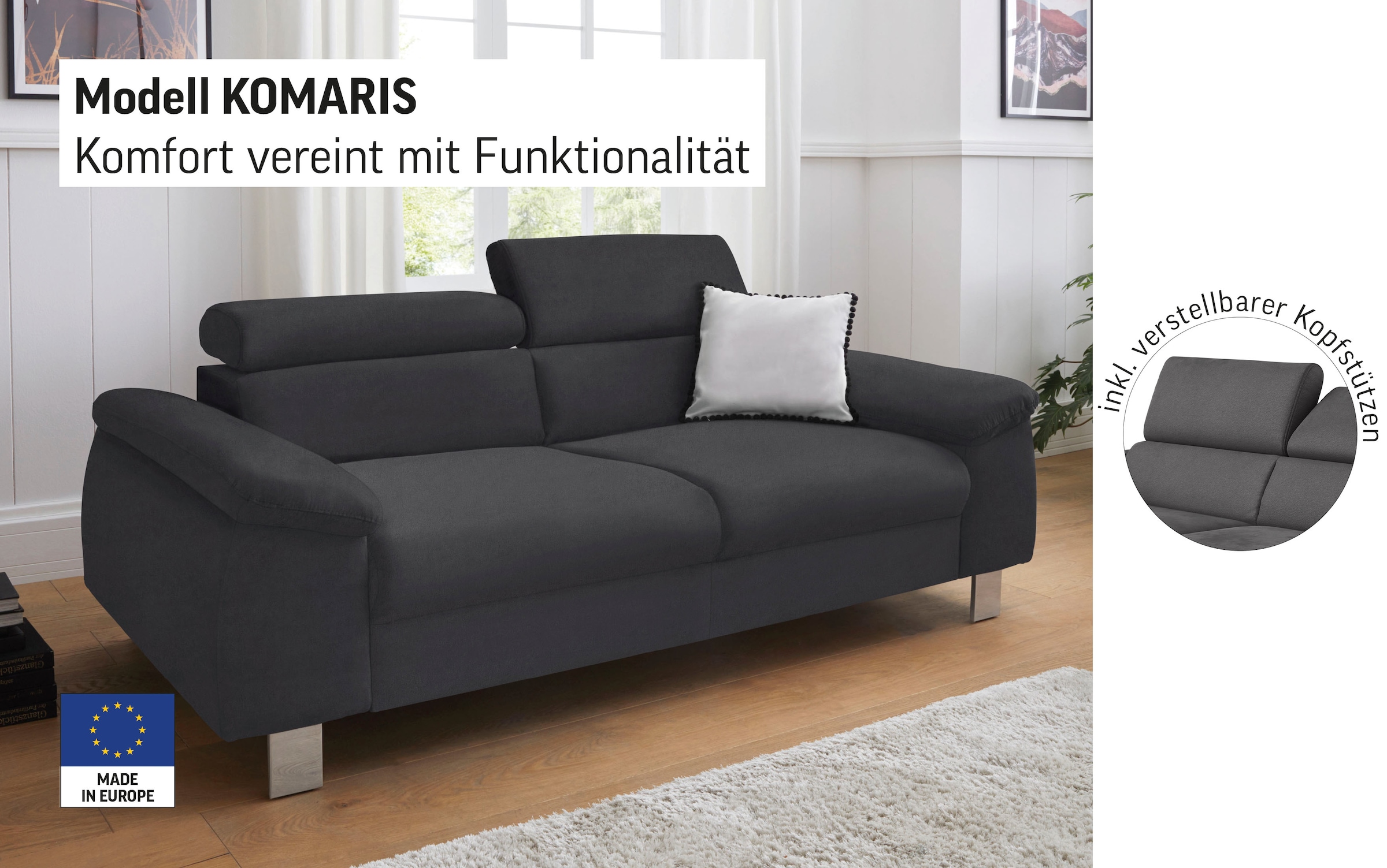 COTTA 3-Sitzer »Komaris, B: 193 cm« mit Kopfteilverstellung