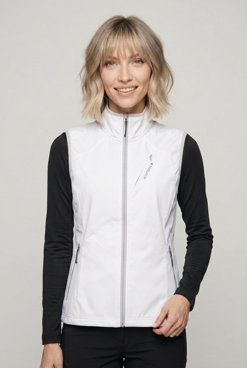 Icepeak Gilet softshell »D SOFTSHELLWESTE BRUSH« avec poches zippées, coupe-vent, respirant, colonne d'eau 10000