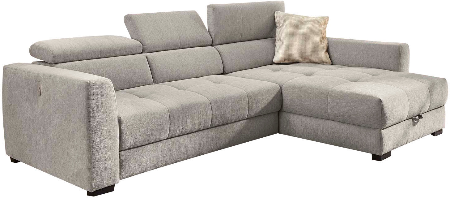Jockenhöfer Gruppe Ecksofa »San Marino L-Form« mit elektromotorischer Sitztiefenverstellung (ca. 30cm), Bettkasten