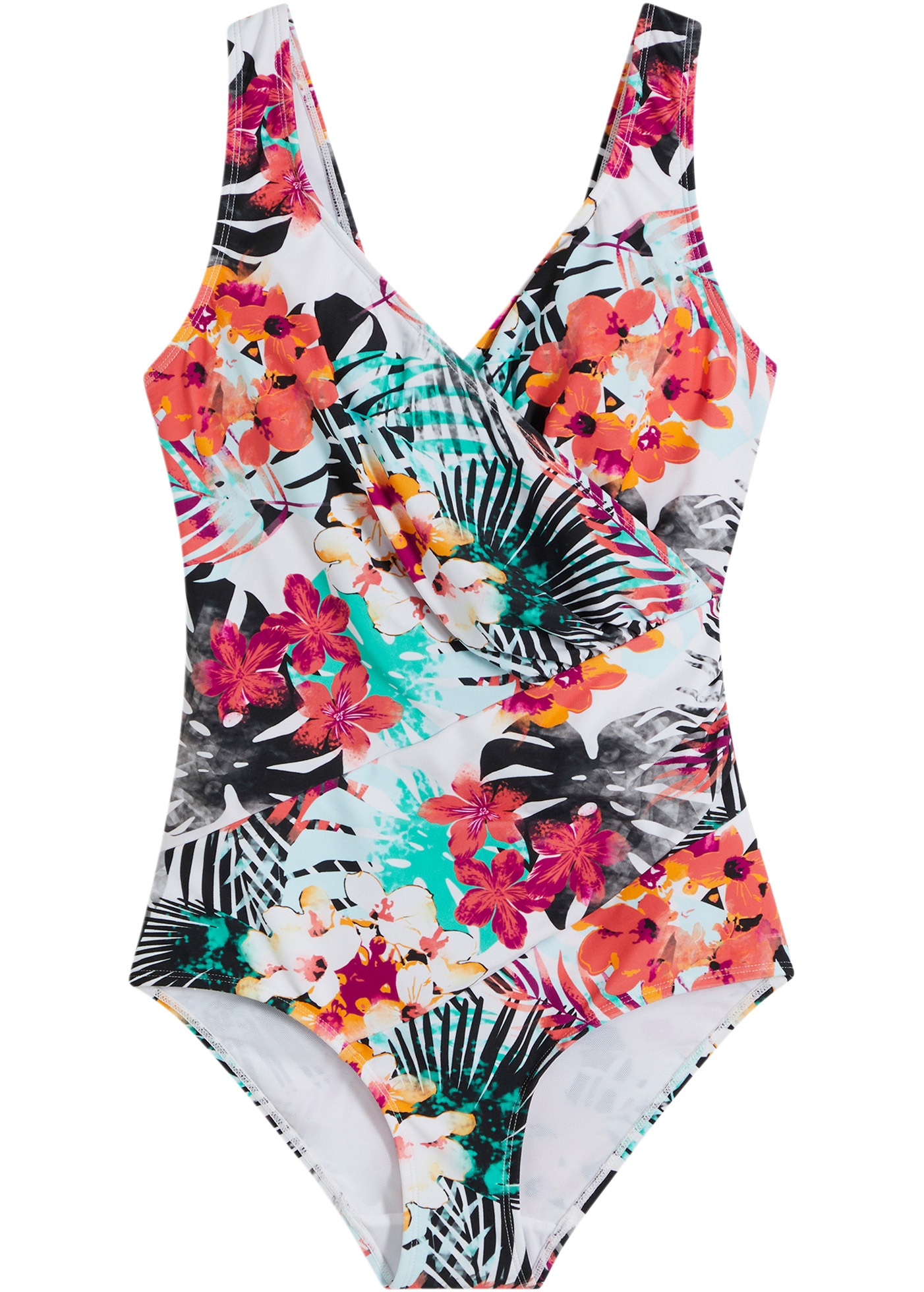 bonprix Maillot de bain »Medium Shape-Badeanzug in Wickeloptik« figurformendes Material, Medium Shape-Passform, sportlicher Stil