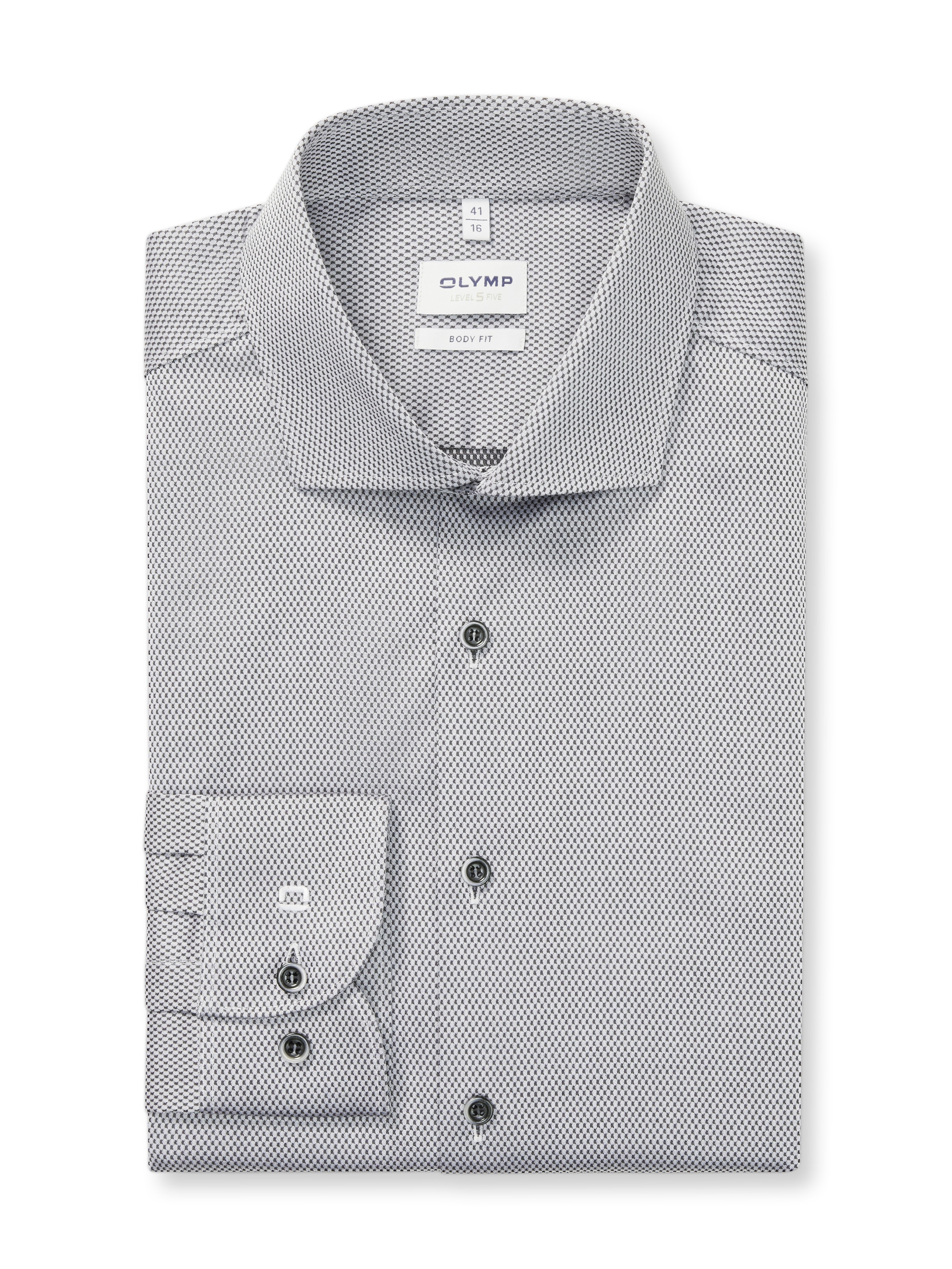 OLYMP Chemise à manches longues »Level Five« body fit, Businesshemd, Minimalprint, Royal-Kentkragen