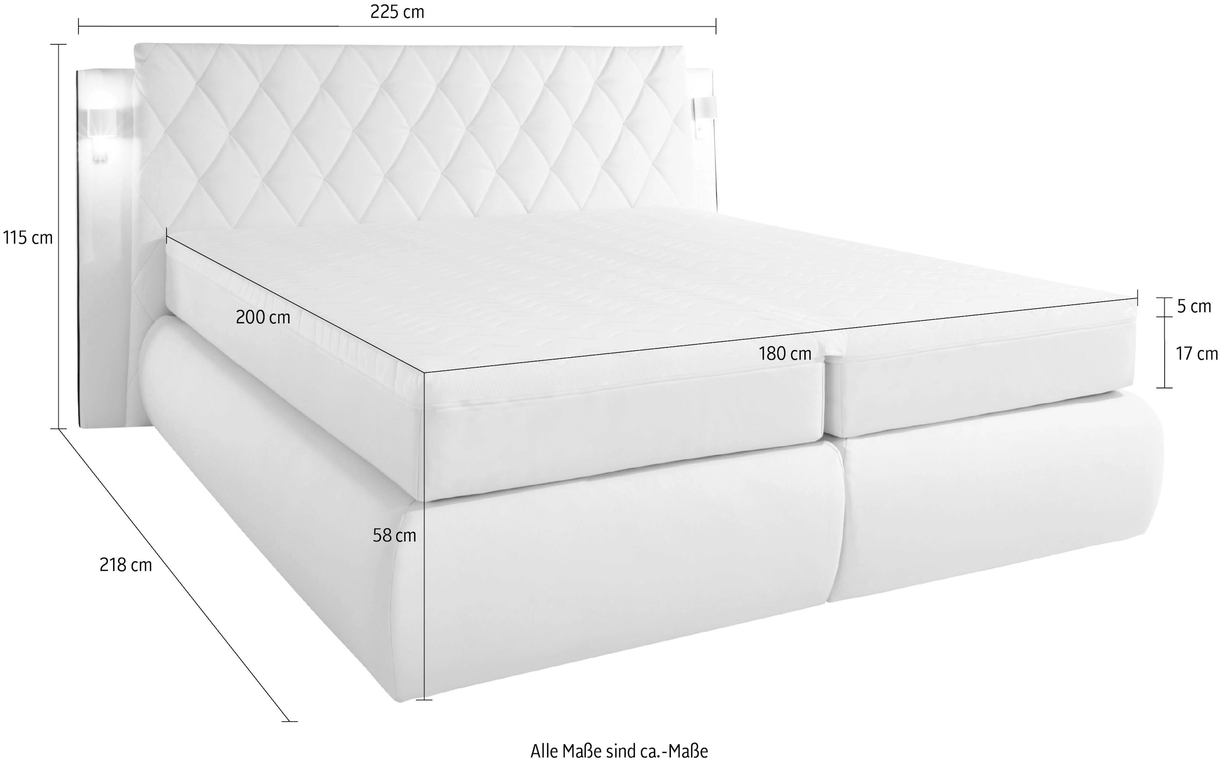 COLLECTION AB Lit boxspring comprend coffre de lit, éclairage LED et surmatelas