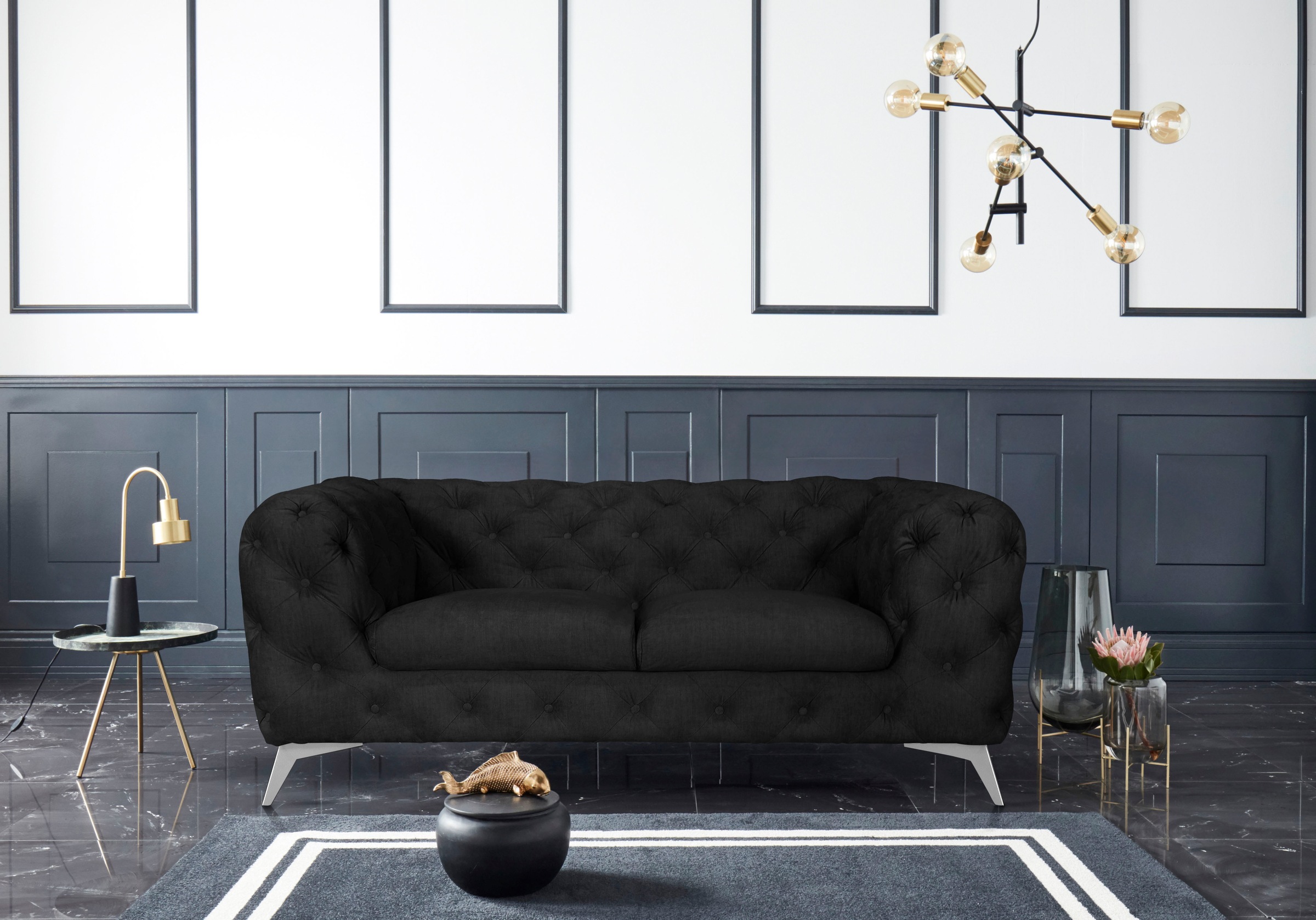Leonique Chesterfield-Sofa »Glynis«, aufwändige Knopfheftung, moderne Chesterfield Optik, Fussfarbe wählbar