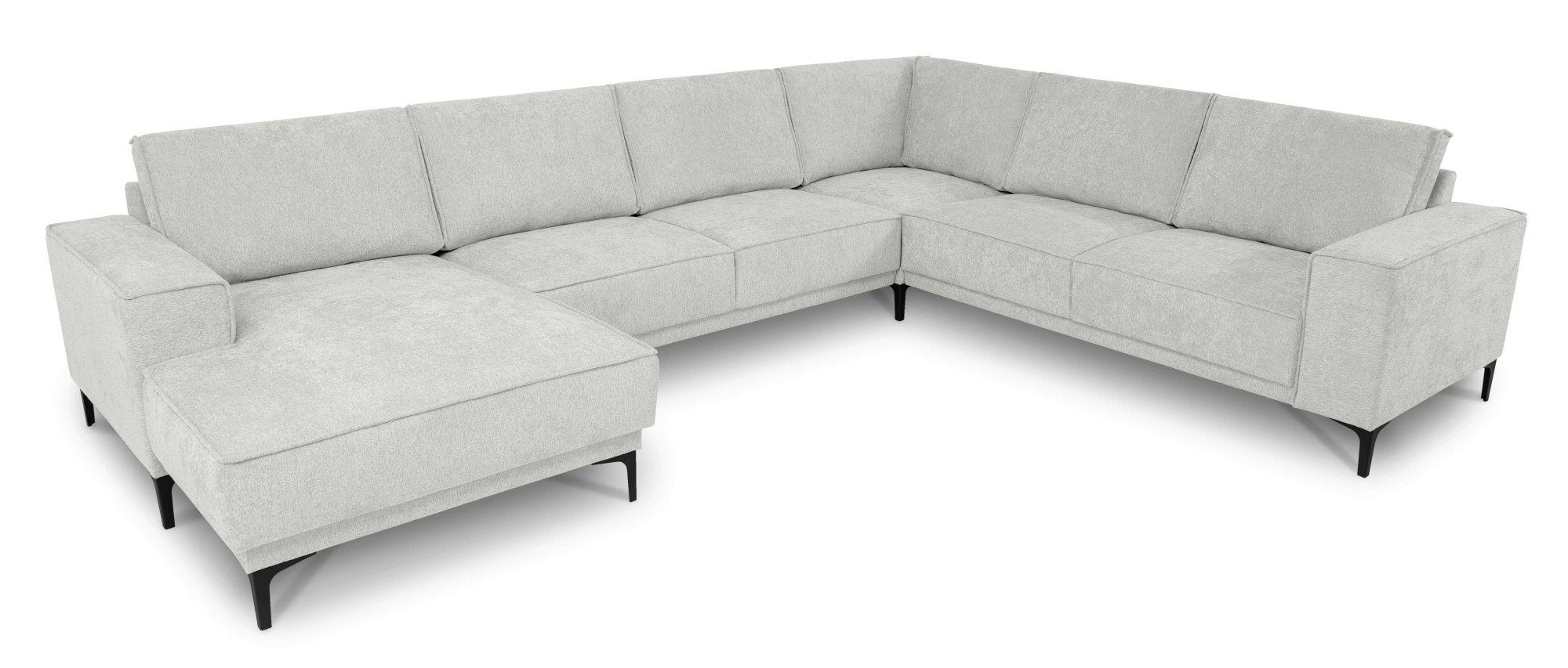 Places of Style Wohnlandschaft »XXL Sofa Oland, Struktur, Flachgewebe, Luxus-Microfaser, Boucle«, U-Form, 342 cm, Wellenunterfederung, Skandi-Design, Metallfüsse