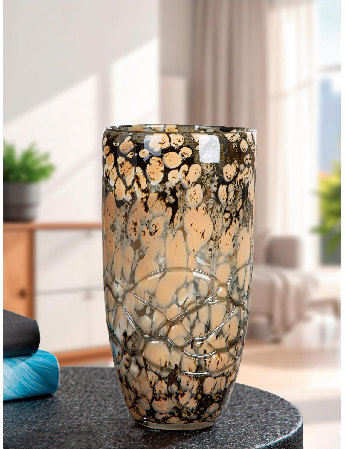 GILDE Tischvase "Glass Art, Vase, "Mountain", Glas, braun" Vase Mountain Dekovase Tischdekoration Blumendeko Gefäß