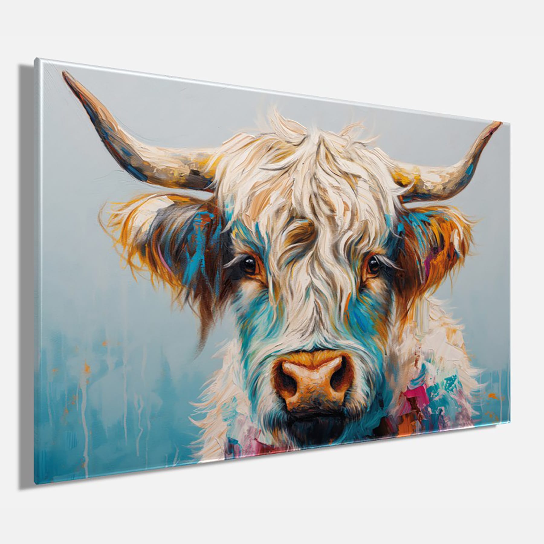 Bönninghoff Leinwandbild »Wandbild BUNTES HOCHLANDRIND 78x118 cm – Leinwandbild Keilrahmen Deko« Hochlandrind | Kuh | Kuhbilder 1 Stk. tlg. auf Keilrahmen gespannt