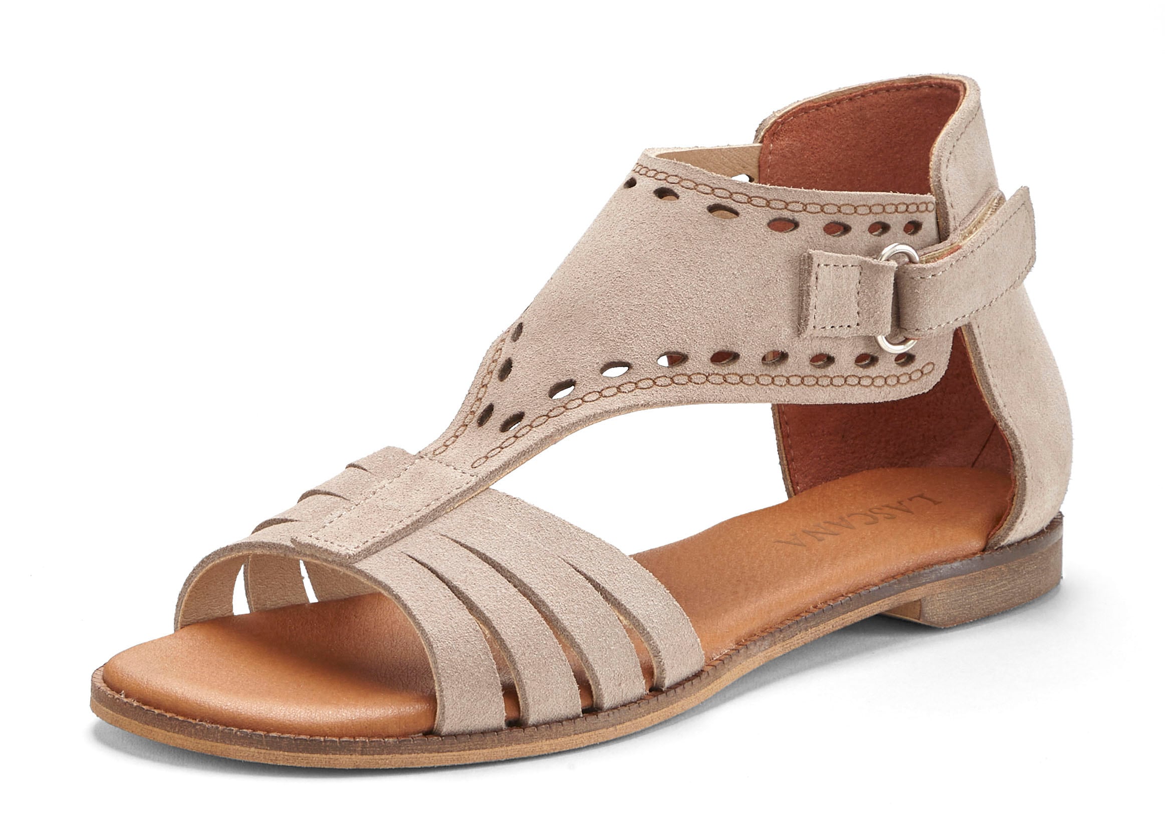 LASCANA Sandale, Sandalette, Sommerschuh aus hochwertigem Leder mit kleinen Cut-Outs