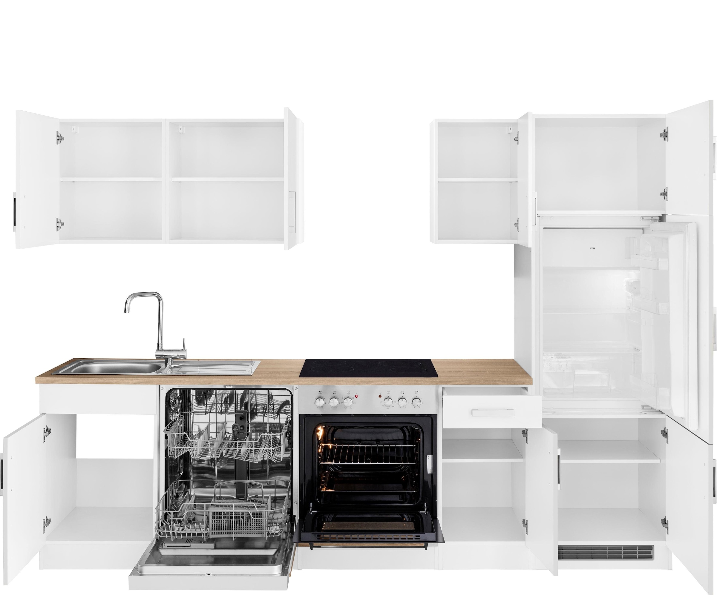KOCHSTATION Kitchenette »KS-Gera« Largeur 270 cm, au choix avec appareils électroménagers, avec plan de travail