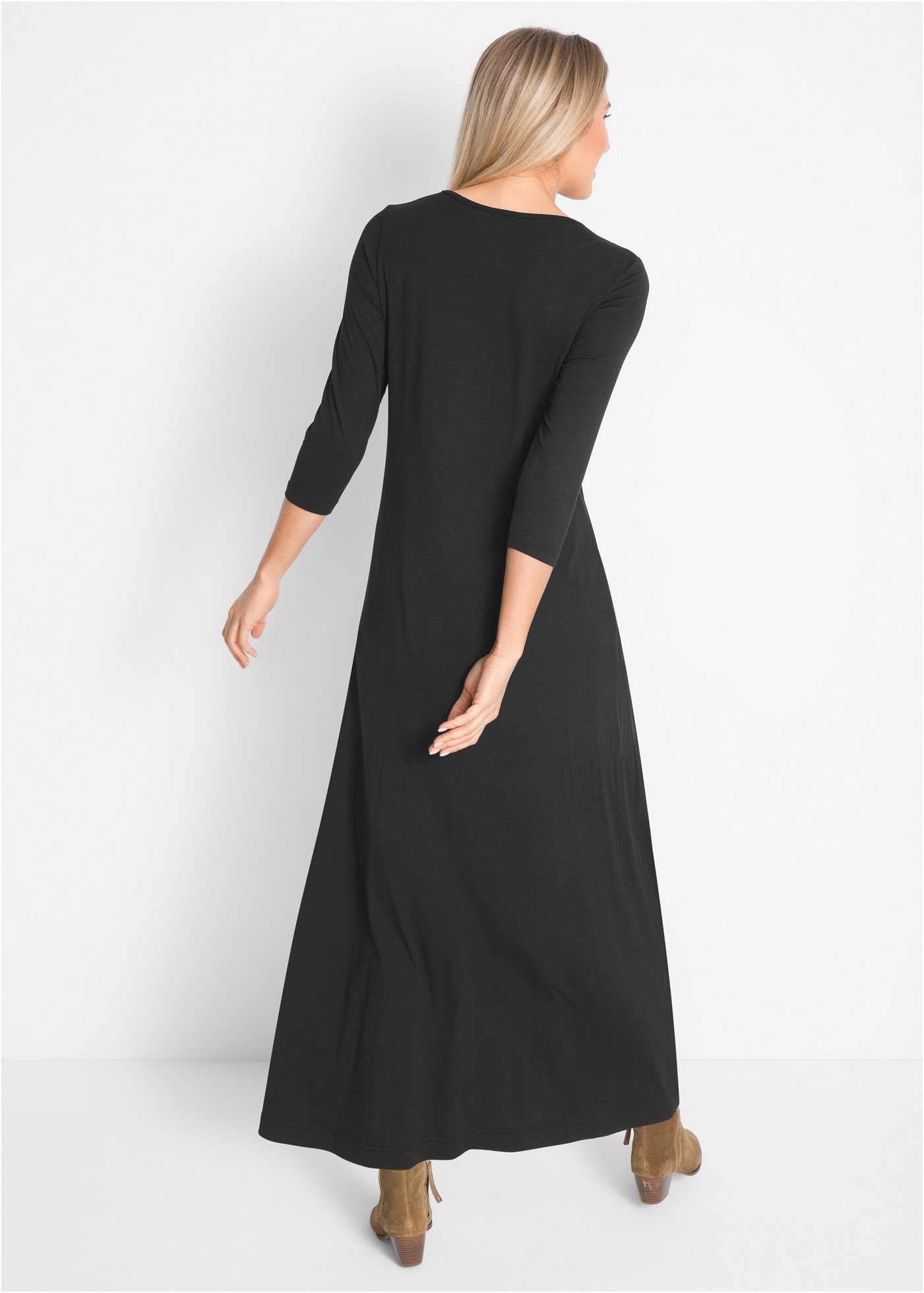 bonprix Maxikleid für Casualmode im Frühjahr und Sommer, A-Linie, mit 3/4-Ärmeln
