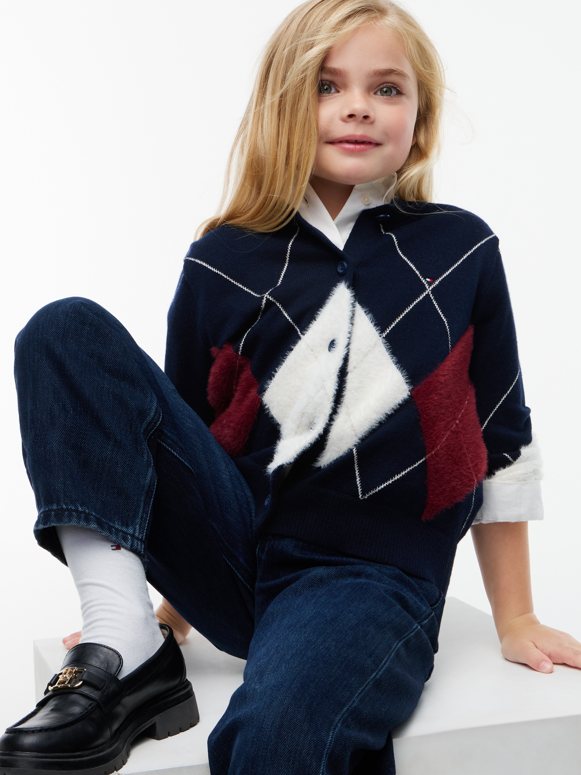 Tommy Hilfiger Veste en tricot avec laine, coupe régulière, enfants jusqu'à 16 ans