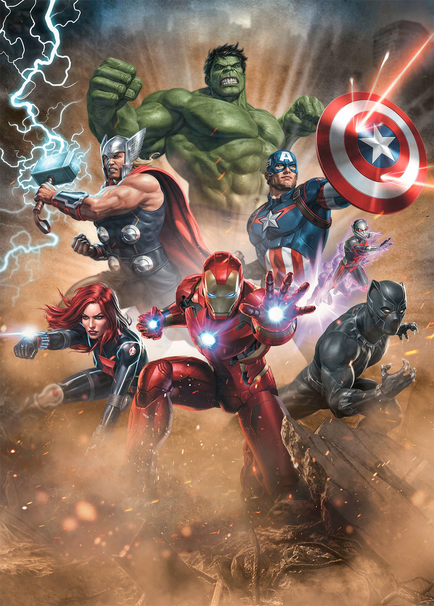 Image of Komar Vliestapete "Digitaldruck Vlies - Avengers Superpower - Grösse 200 x 280 cm" bedruckt glatt Kinderzimmer