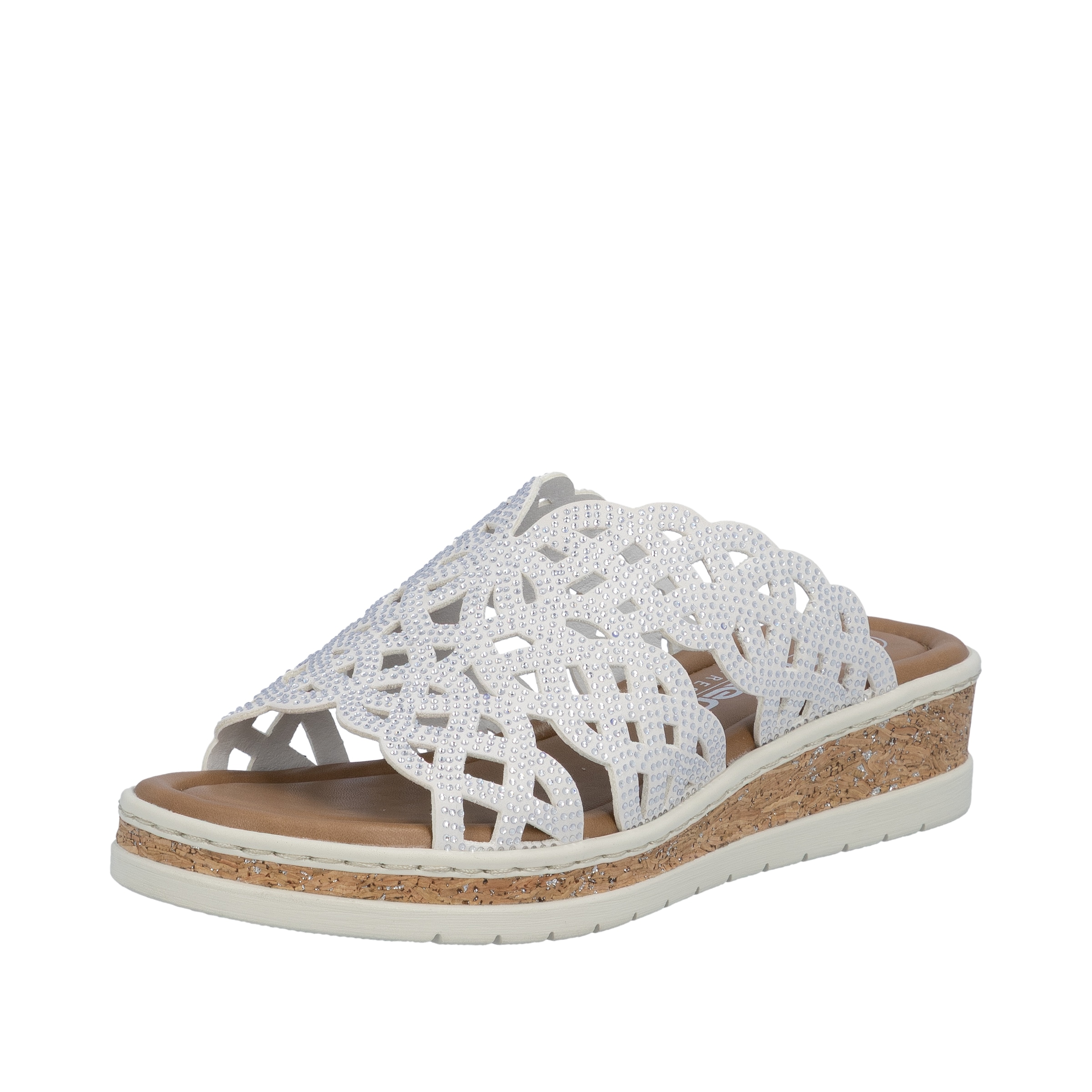 Image of Rieker Pantolette Sommerschuh, Hausschuh, Keilabsatz, mit Glitzersteine