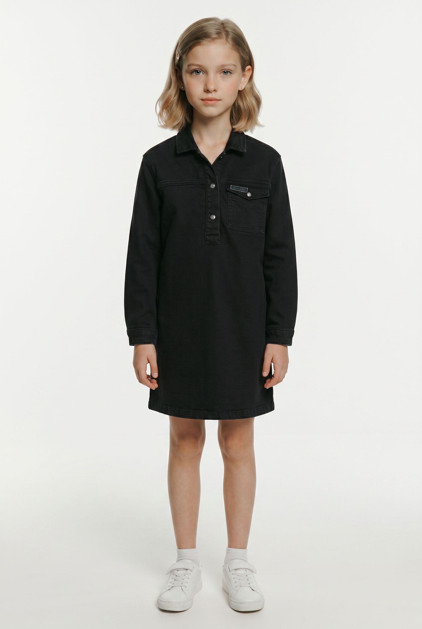 Calvin Klein Jeans Robe en jean Poche poitrine Coupe régulière, pour enfants jusqu'à 16 ans