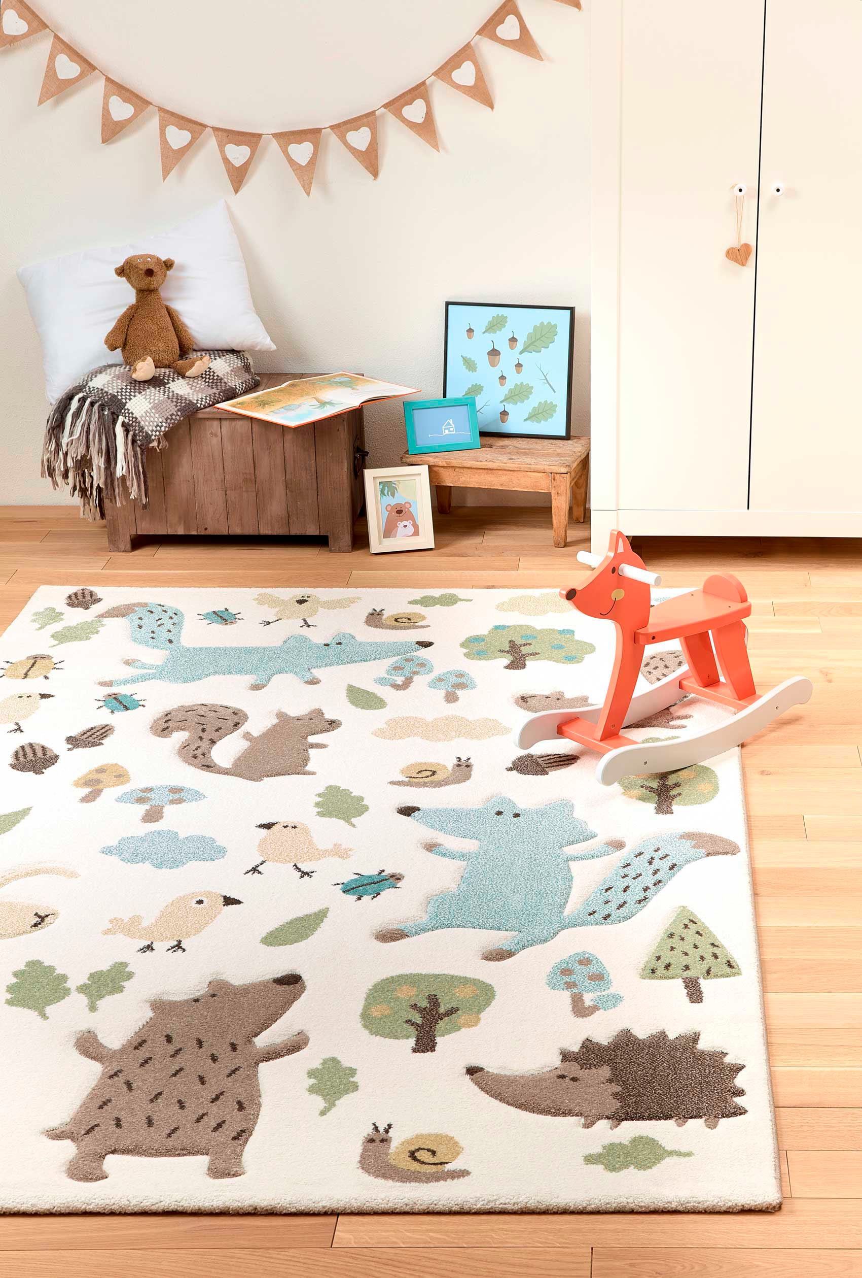 Image of Sigikid Kinderteppich "Forest" rechteckig 13 mm Höhe Wald Tiere Design, Kurzflor