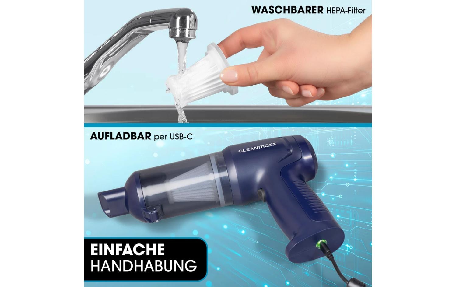 CLEANmaxx Aspirateur à main sans fil »CLEANmaxx Akku-Handsauger 16535 Dunkelblau«