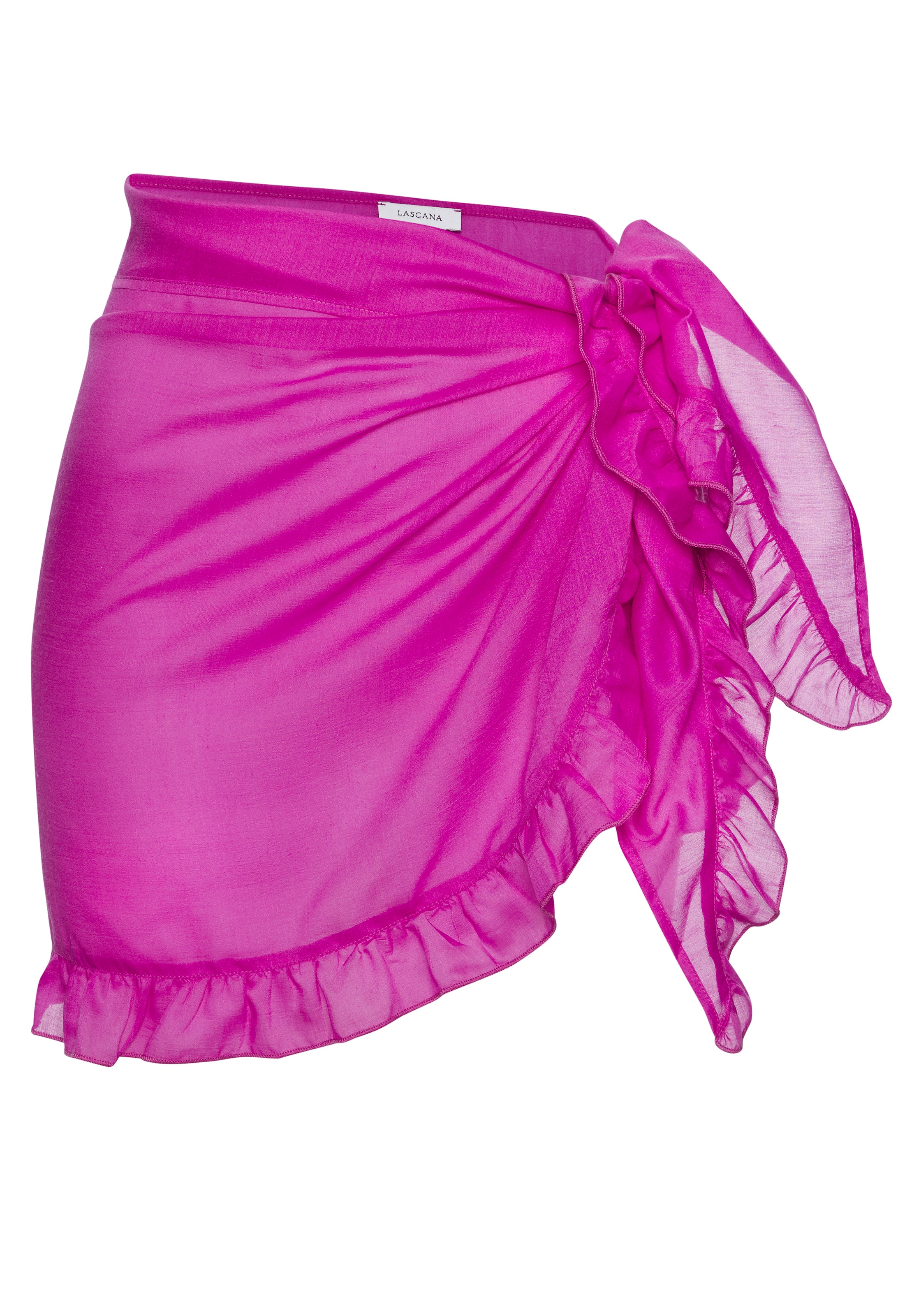 LASCANA Strandrock »mit Rüschenkante, leicht transparente Chiffonware« Pareo, kurzer Wickelrock, Beach Cover-up
