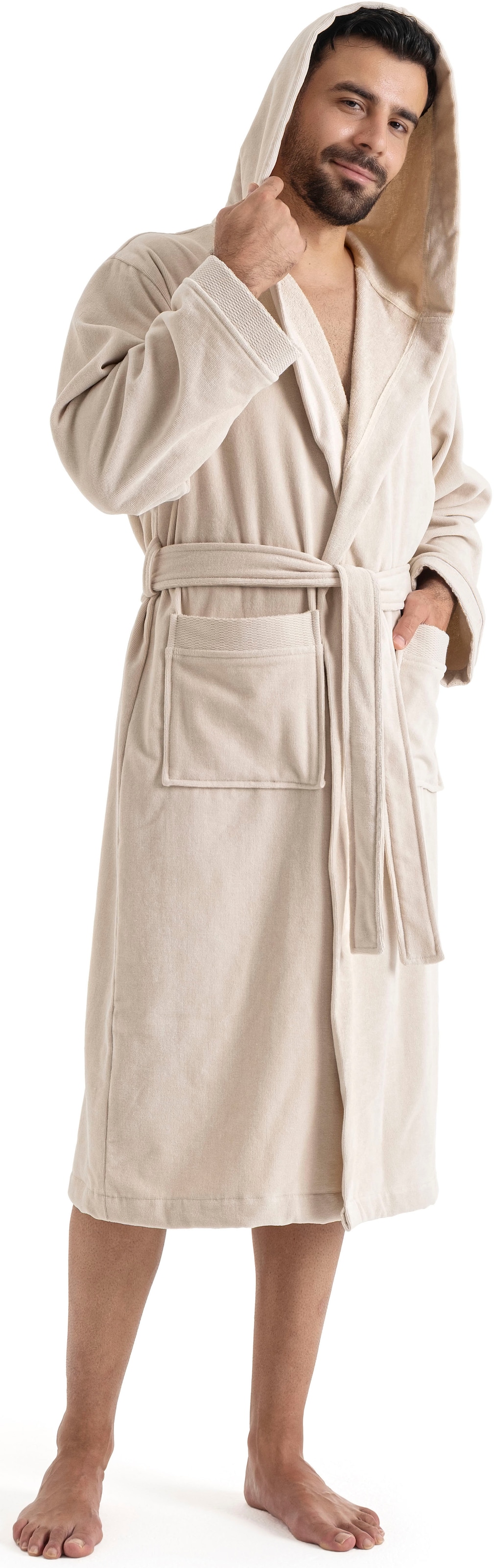 GOODproduct Peignoir de bain unisexe »Fenya, 330 g/m², Premium, Hotelbademantel, Morgenmantel,  Sauna & Spa« 1 cuis Reissverschlusstaschen, weich mit GRATIS-Zugabe: 1x Duschtuch 70x140 cm
