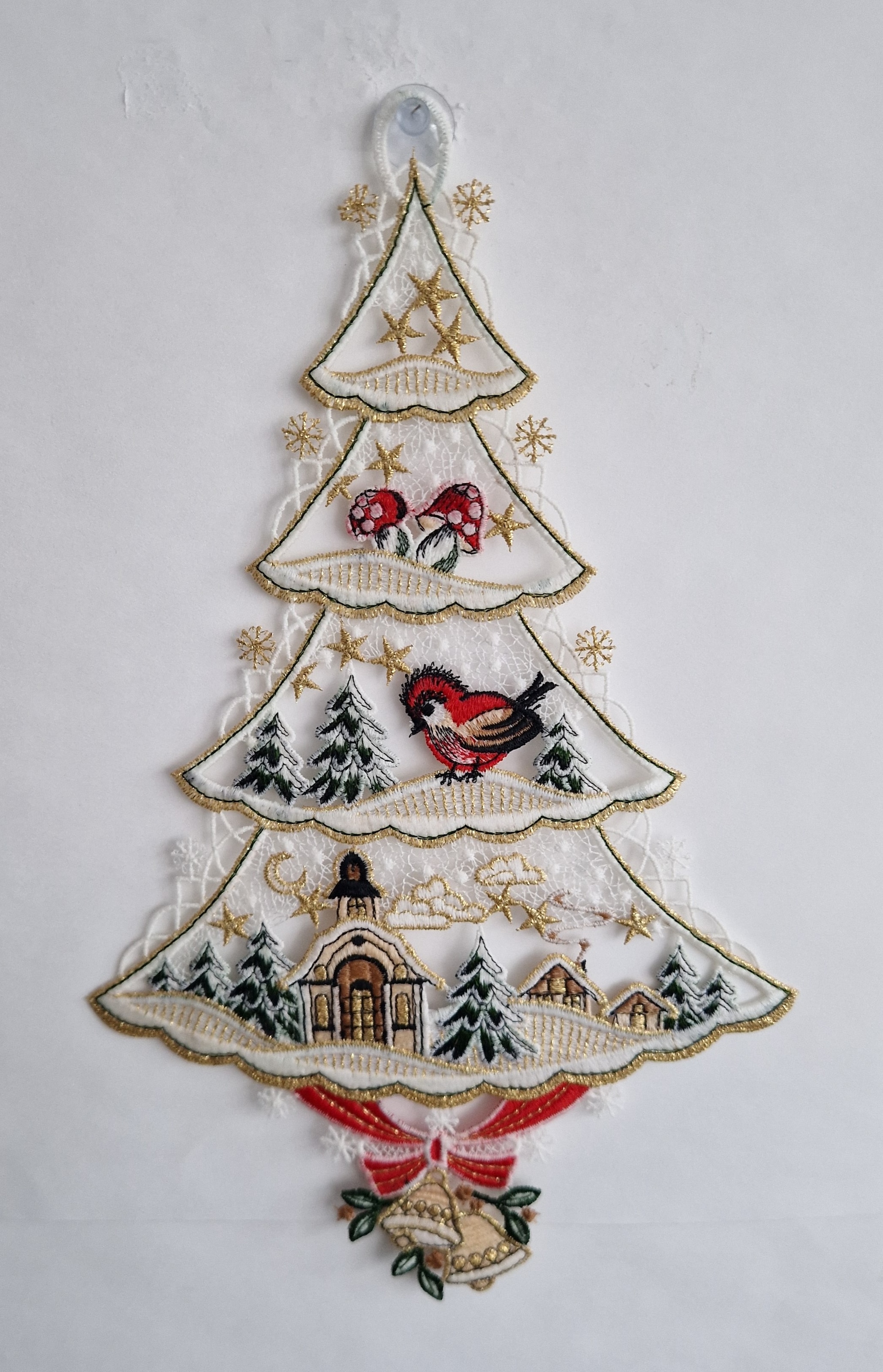 Image of Stickereien Plauen Fensterbild "Fensterbild Tannenbaum Modern" echte Plauener Stickerei