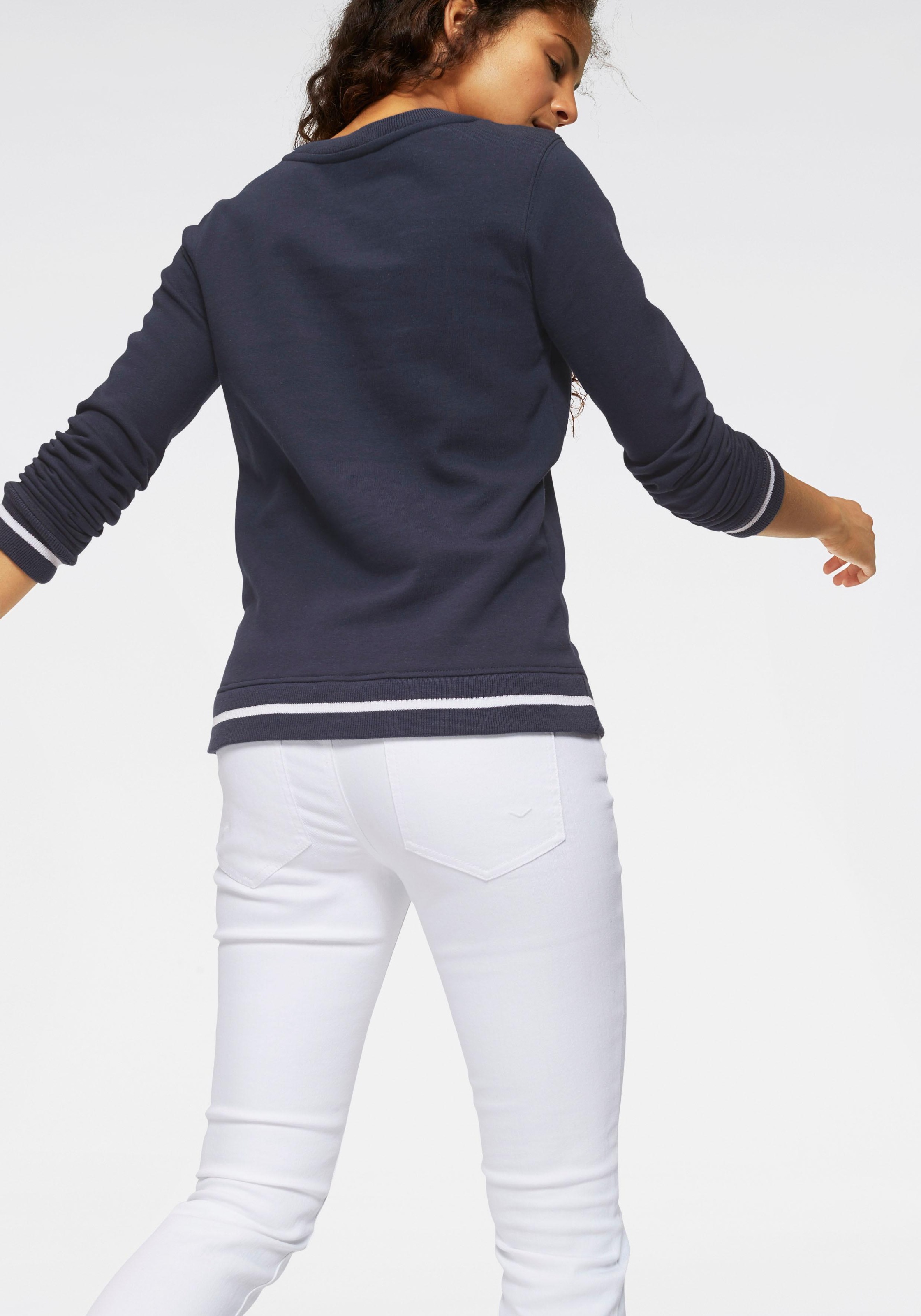 TOM TAILOR Polo Team Sweatshirt, mit gestreiften Rippbündchen an Saum und Ärmelsaum
