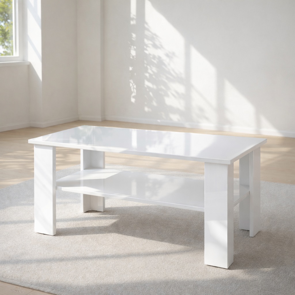 Image of GOODproduct Couchtisch "CT 2 Wohnzimmertisch, Sofatisch, Beistelltisch, Kaffeetisch" Mit Ablage, quadratisch/rechteckig, weiss Hochglanz oder Sonoma-Dekor