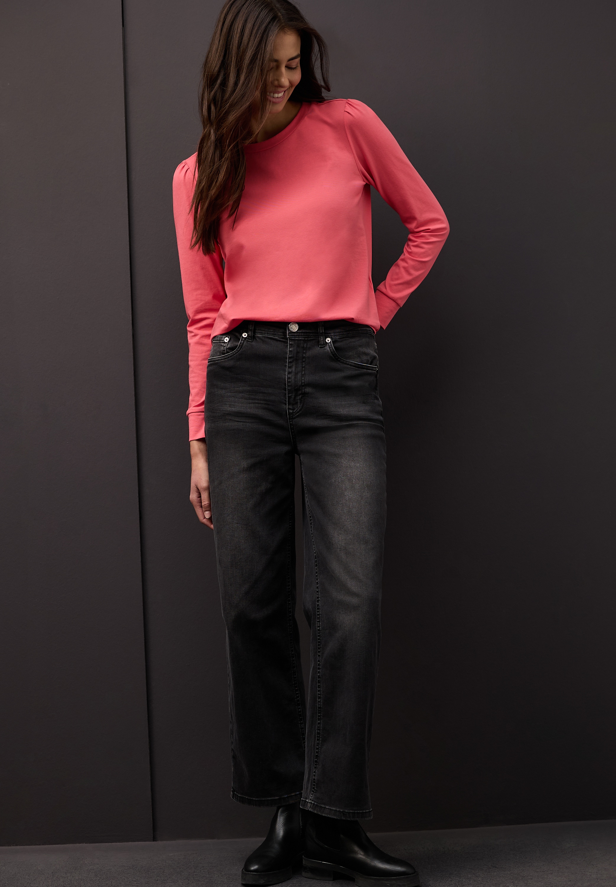 STREET ONE T-shirt à manches longues mit Raffung an der Schulter