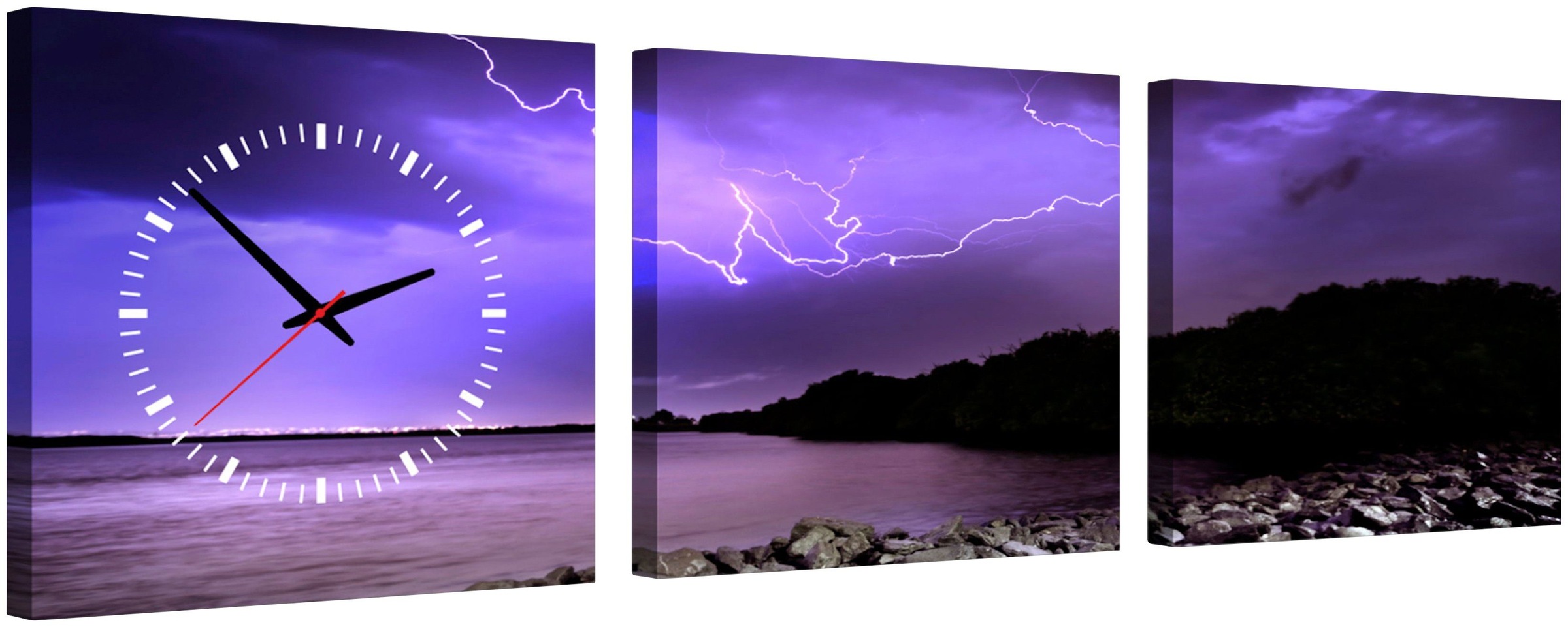 Image of Conni Oberkircher´s Bild »Wrath of Nature - Gewitter am See«, Landschaften, (Set, (Set 3), auf kunstvollem Leinwanddruck, Blitz, Sturm, Unwetter, Ufer bei Ackermann Versand Schweiz