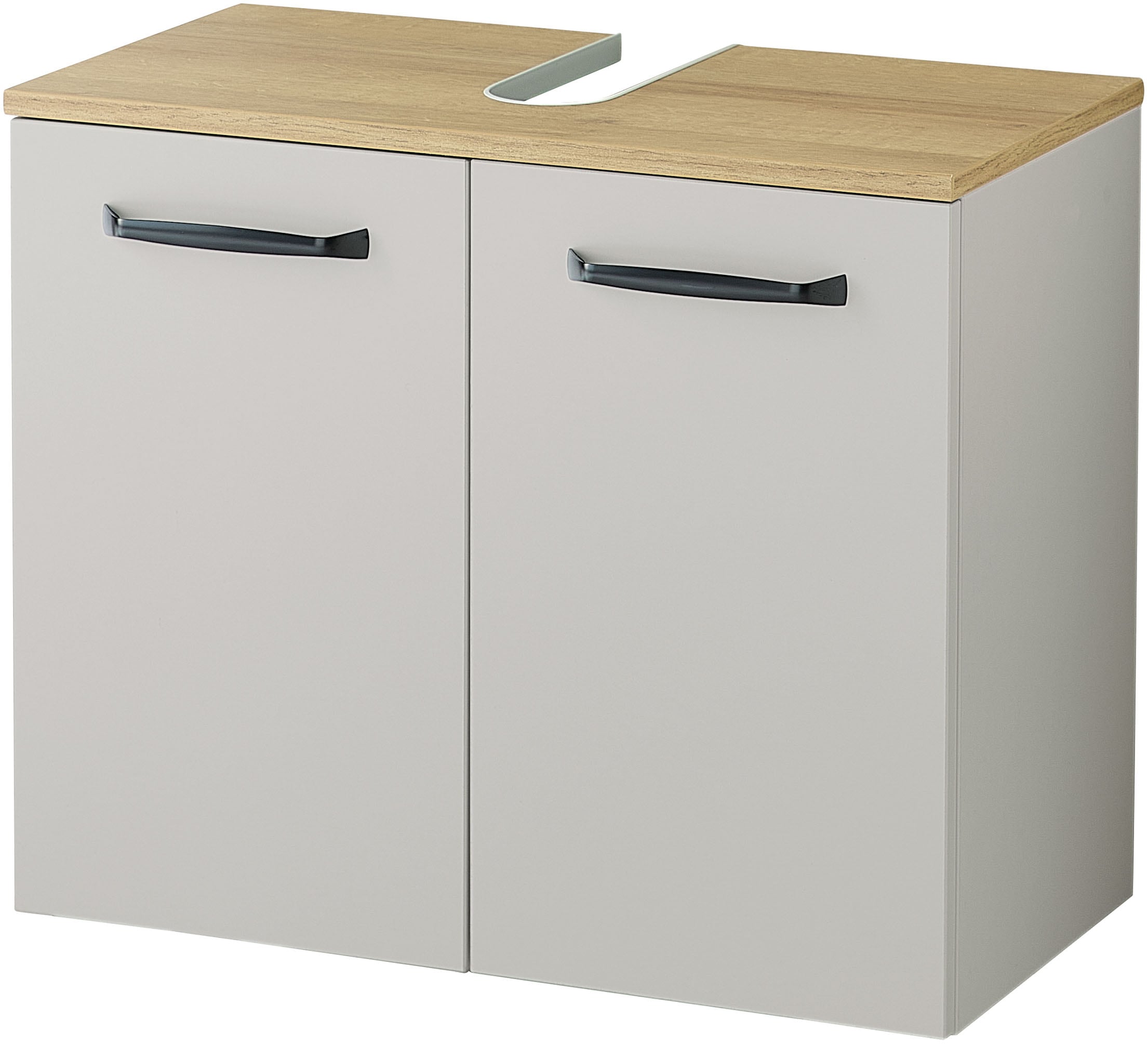 Image of Saphir Waschbeckenunterschrank "Quickset 500, 2 Türen, Siphonausschnitt" Waschbeckenschrank inkl. Türdämpfer, Griffe in Schwarz