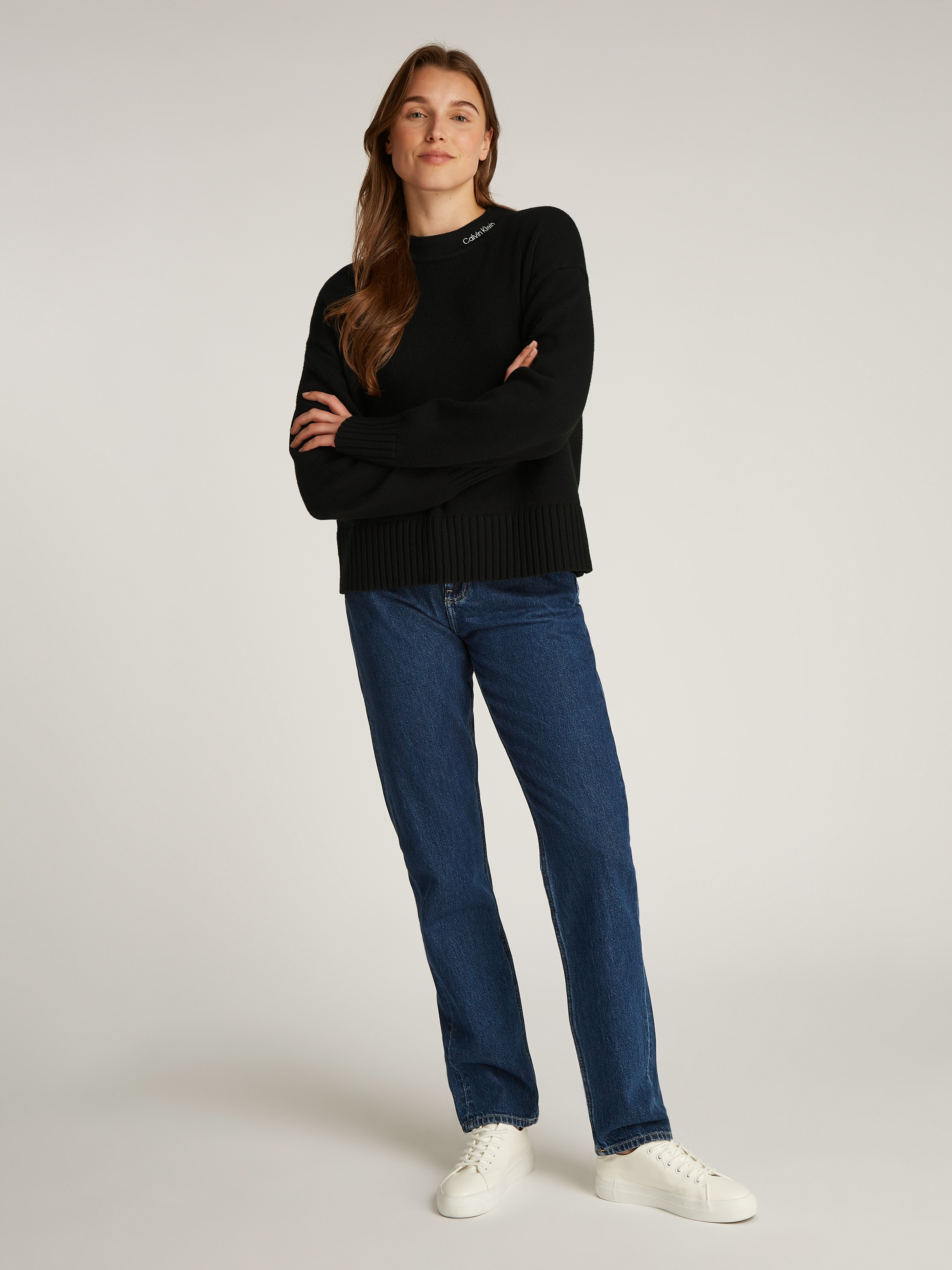 Calvin Klein Jeans Strickpullover »LOGO EMBRO SWEATER«, mit Logostickerei