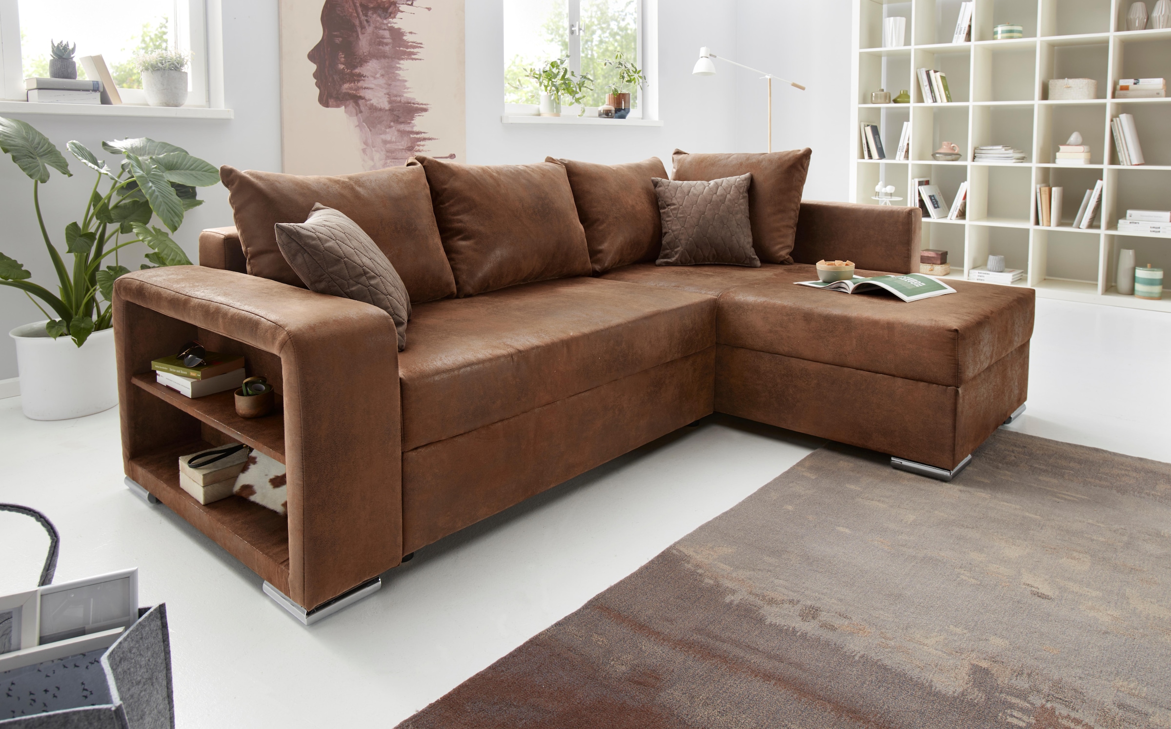 COLLECTION AB Ecksofa »John L-Form«, inklusive Bettfunktion und Bettkasten