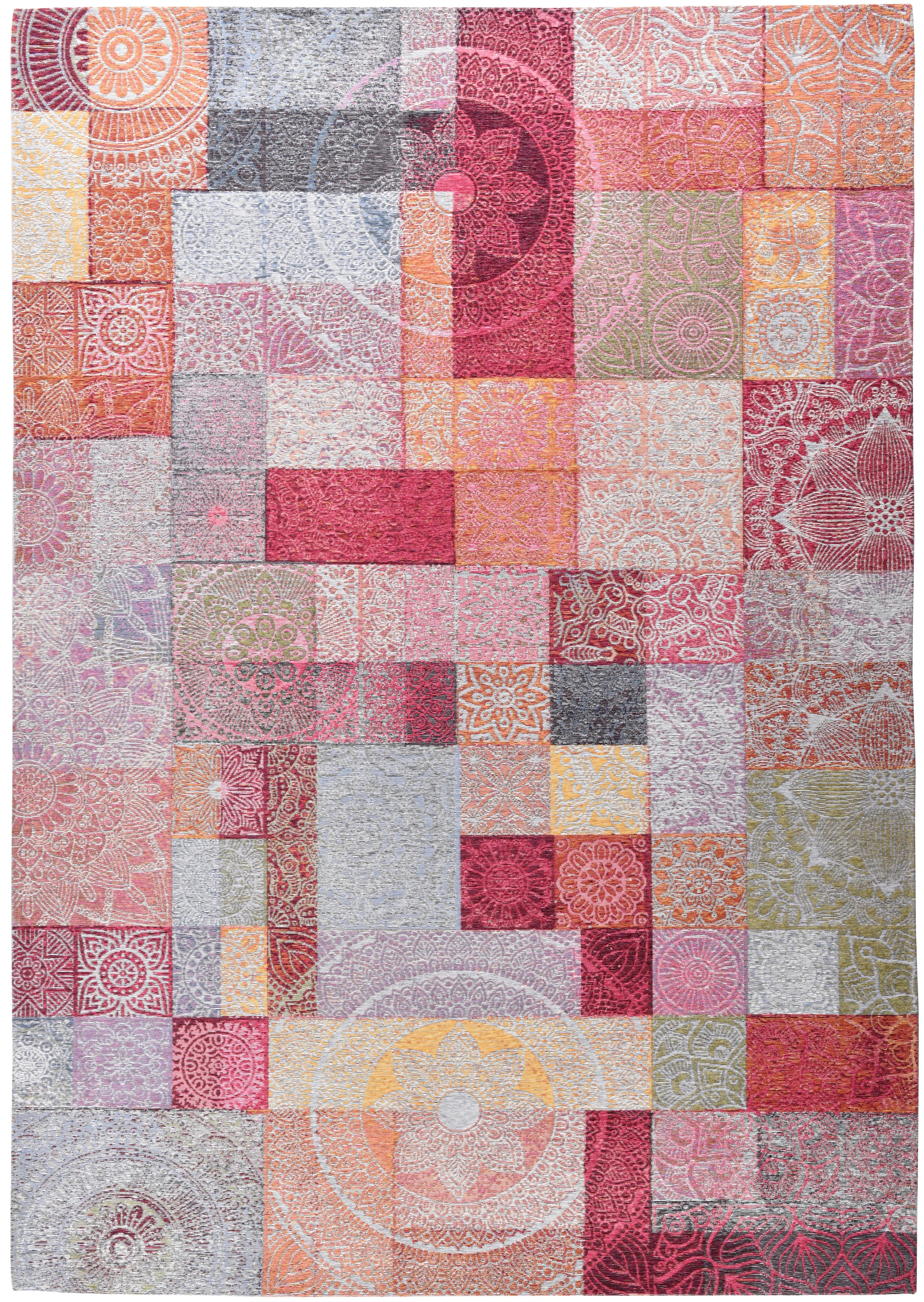 Image of Gino Falcone Teppich "Cosima-112" rechteckig 3 mm Höhe Flachgewebe, mit Chenillegarn, modernes Patchwork-Design, Ornamente