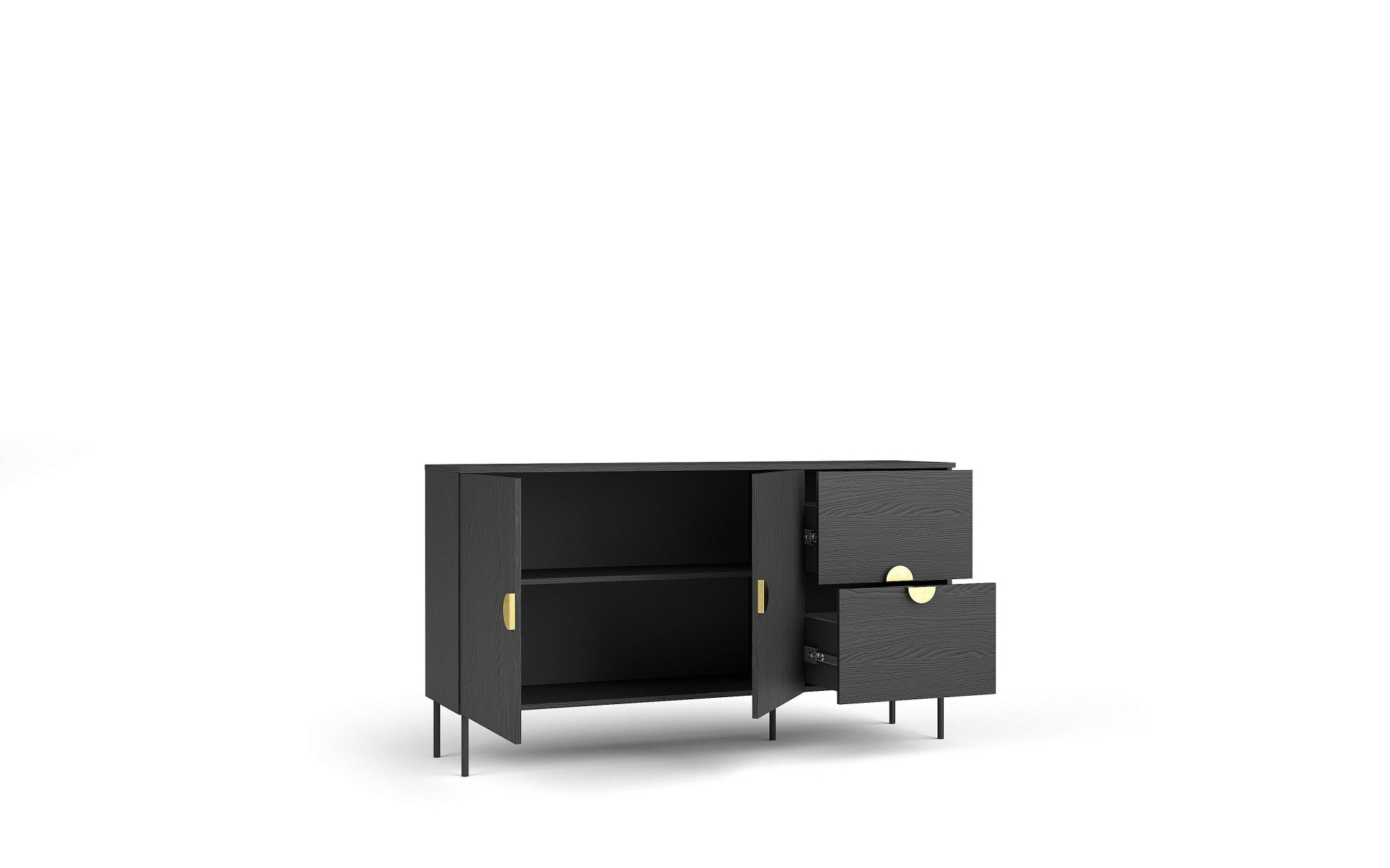 Home affaire Kommode »BELLOT Sideboard mit 2 Schubladen und 2 Türen, B/T/H: 213/40/87,6 cm« Schubkastenkommode mit Metallgriffen und viel Stauraum