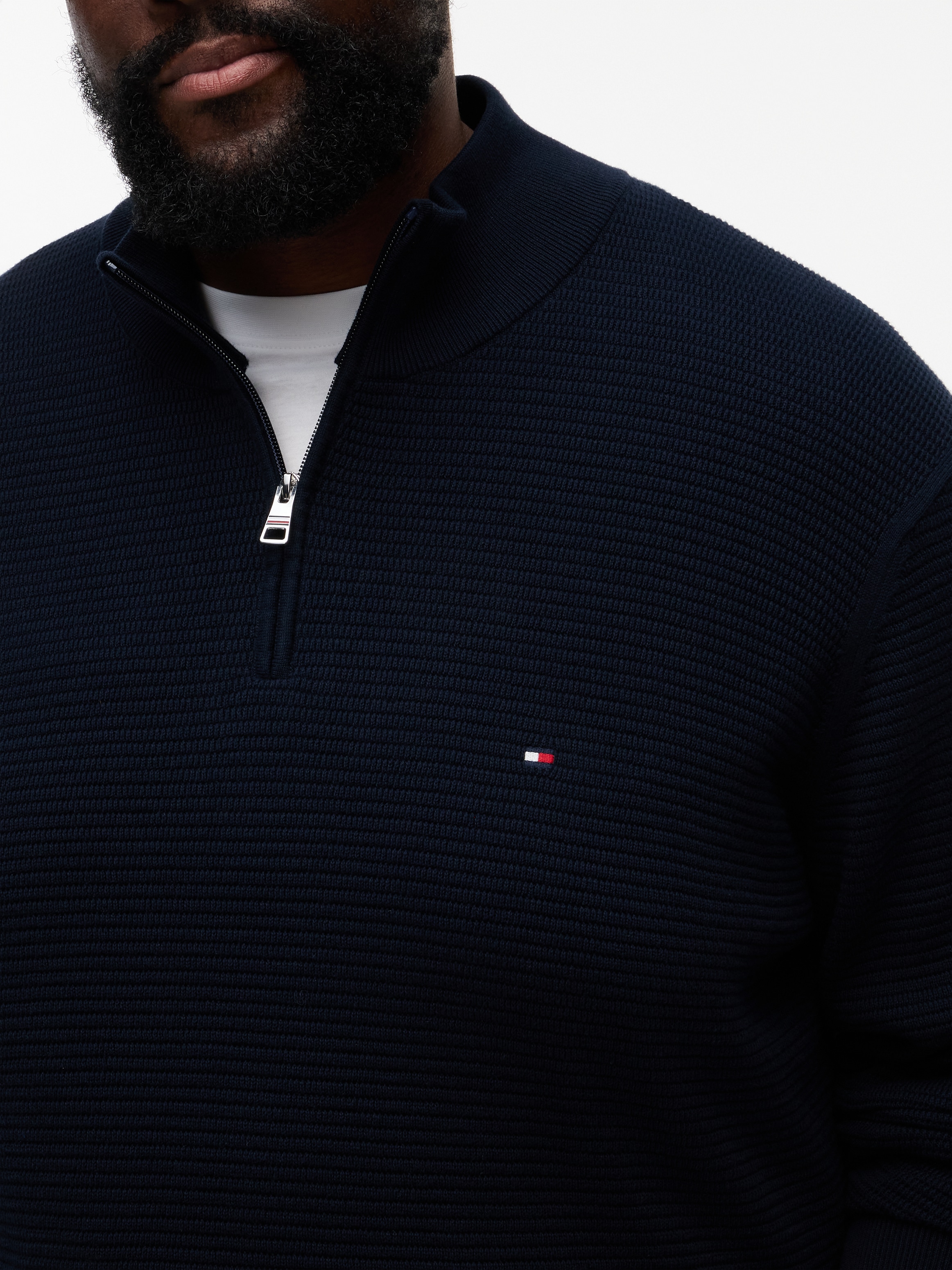 Tommy Hilfiger Big & Tall Pull en tricot »BT-SEASONAL STRUCTURE ZIP MOCK« Grosse Grössen,