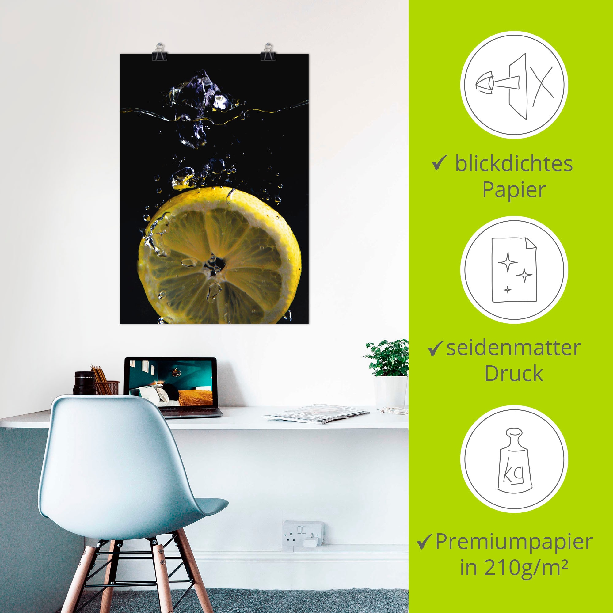 Artland Wandbild »Zitrone«, Lebensmittel, (1 St.), als Alubild, Outdoorbild, Leinwandbild, Poster in verschied. Grössen