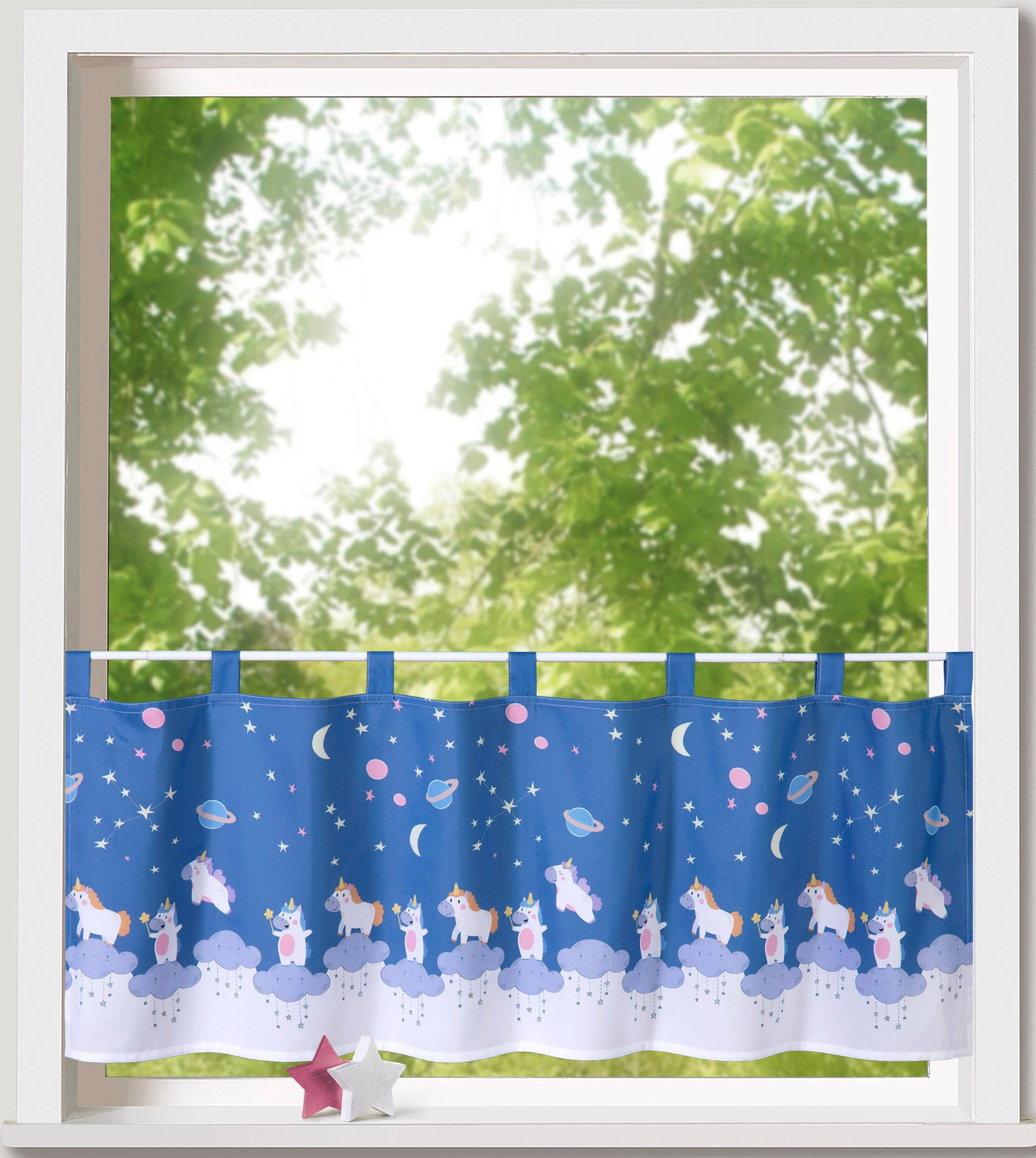 Image of Weckbrodt Scheibengardine "Theo" Schlaufen 1 Stk. tlg. Bistro, Microsatin, bedruckt, blickdicht, HxB 45x120cm, Gardine, Store
