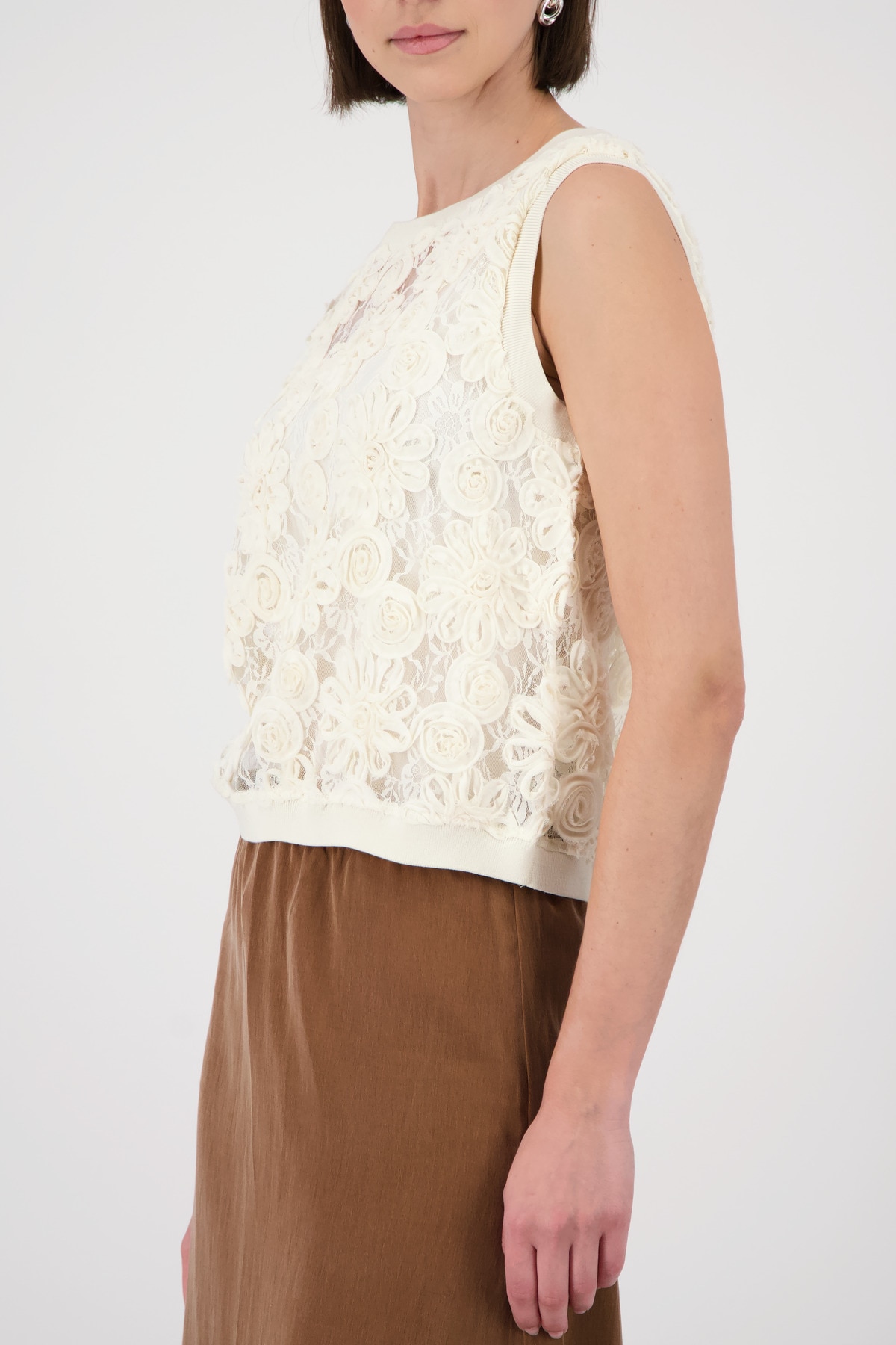 Monari Débardeur »Pullover Stricktop Spitze« Regular fit mit Spitze
