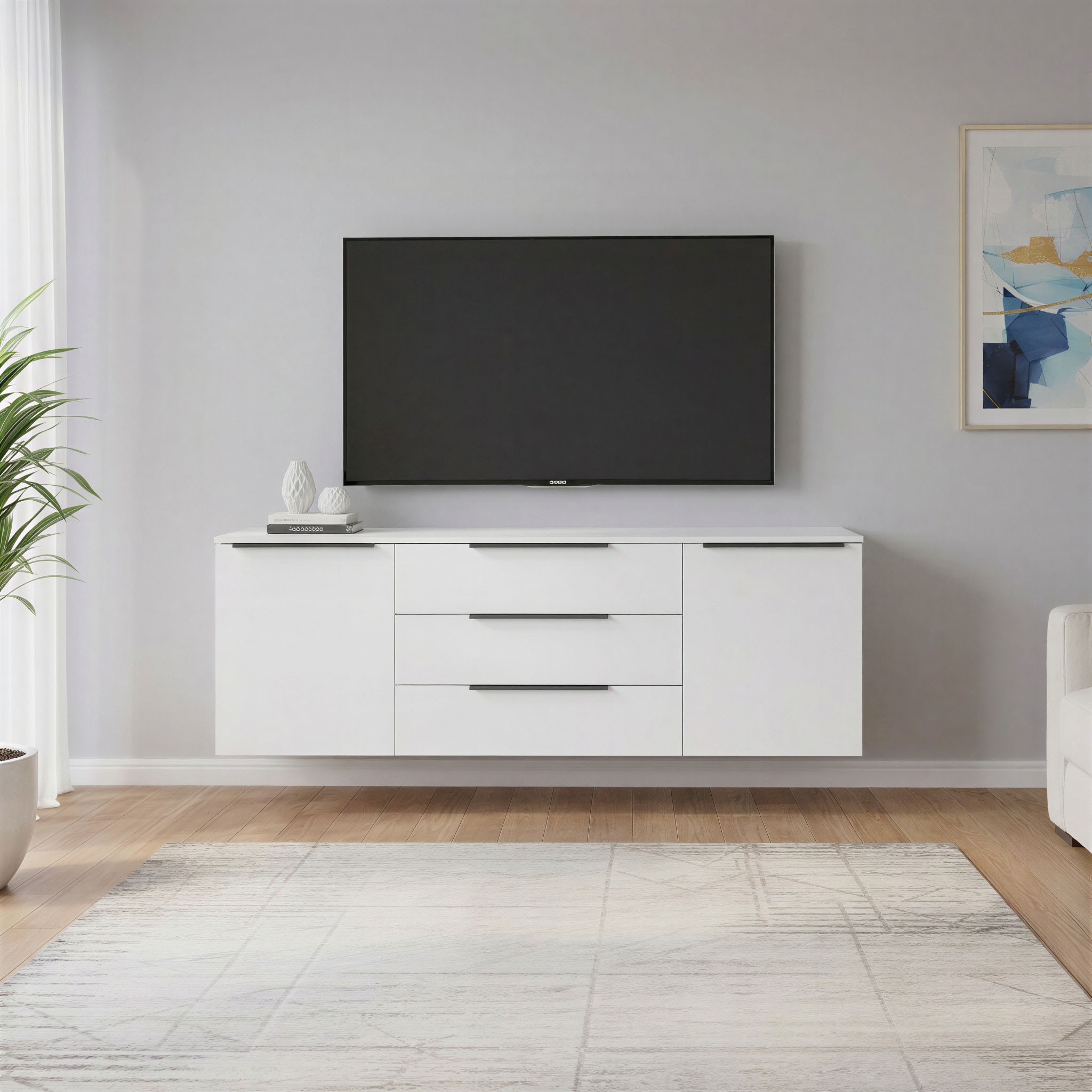 borchardt Möbel Sideboard »Tom, Kommode Breite 166cm, hängend oder stehend mit Metallgriffen« 2 Türen 3 Schubkästen, verstellbare Einlegeböden