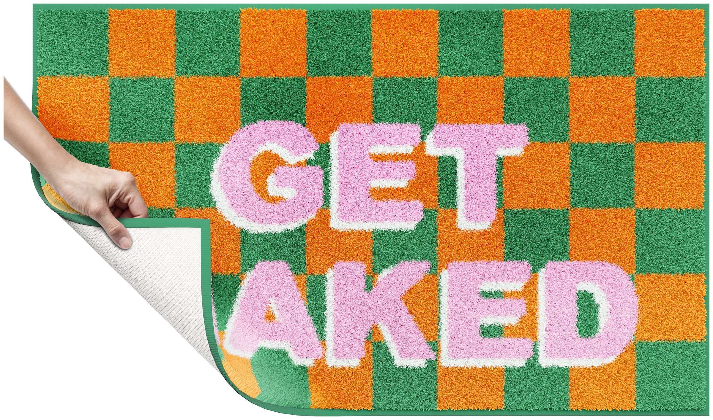 GOODproduct Tapis de bain »Get Naked, modern, Badvorleger, Badezimmer Teppich« Höhe 20 mm revêtement antidérapant Séchage rapide tapis de bain, avec inscription, 2 variantes, rectangulaire