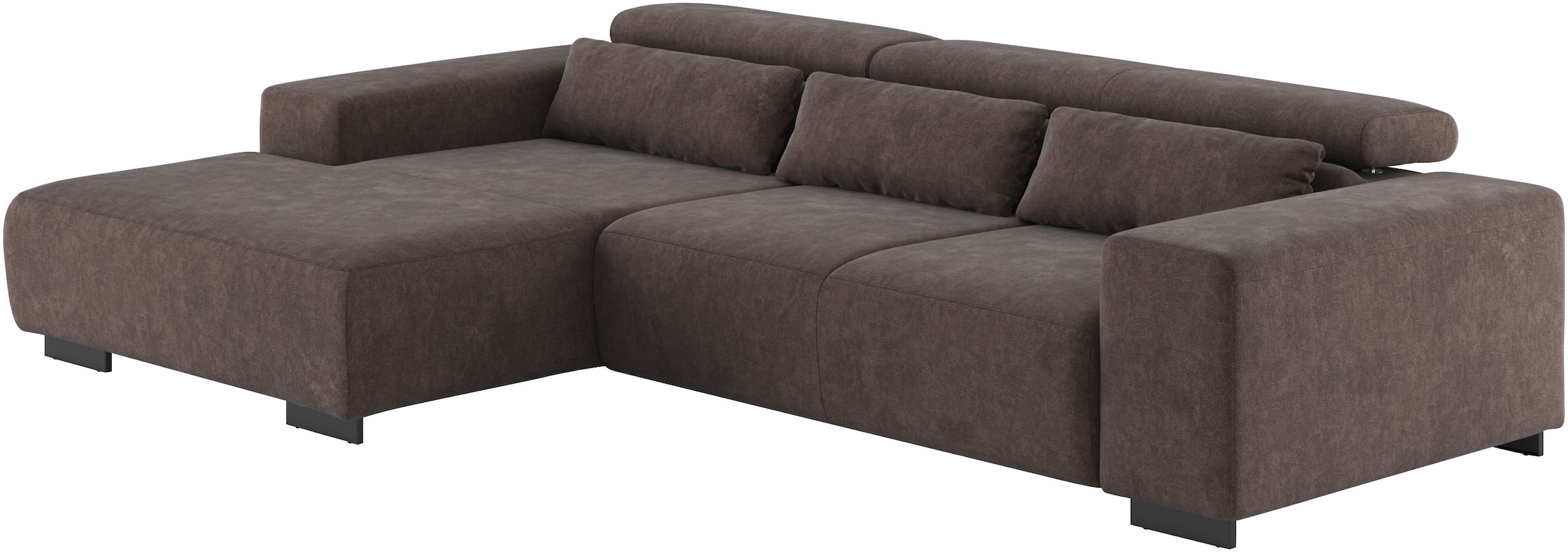 COTTA Canapé d'angle »Side L-Form, mit Kopfteilverstellung & 3 Nierenkissen« optional motorische Sitztiefenverstellung